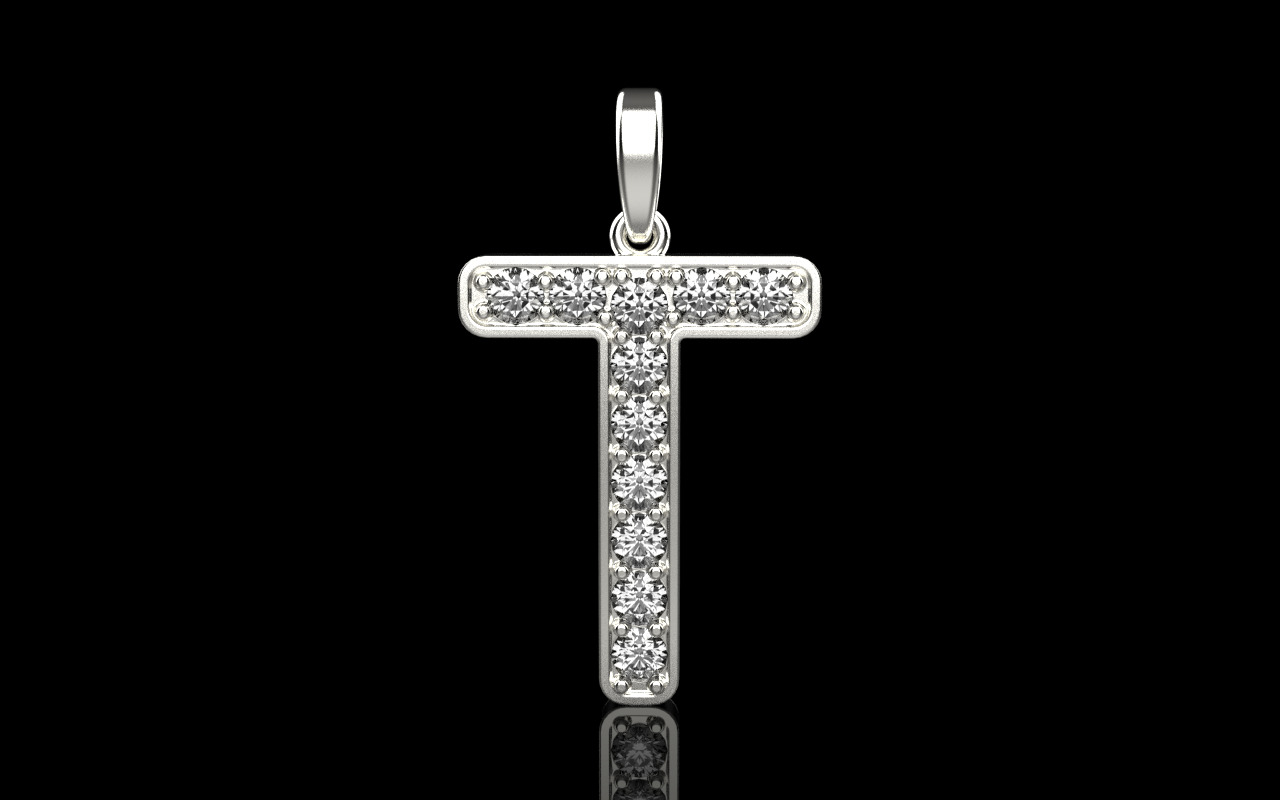 Initial letter T pendant model 755 3D print model_13