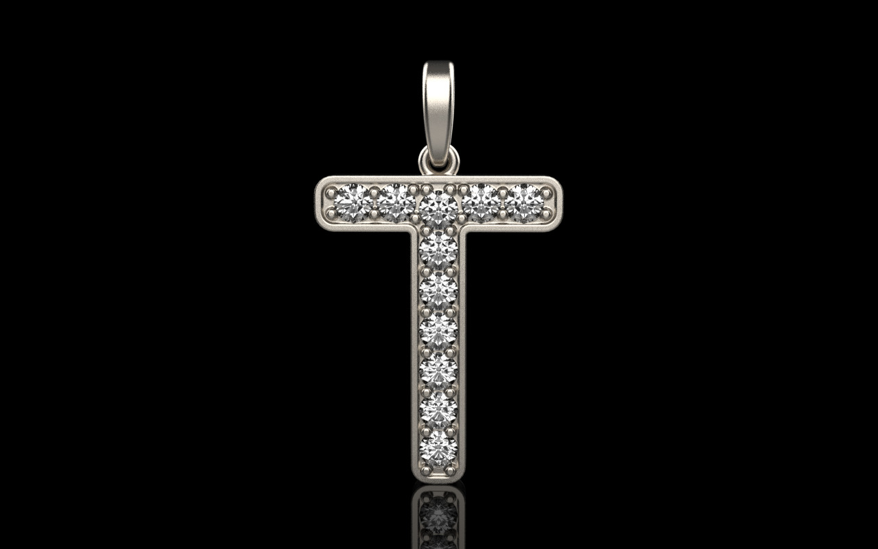 Initial letter T pendant model 755 3D print model_11