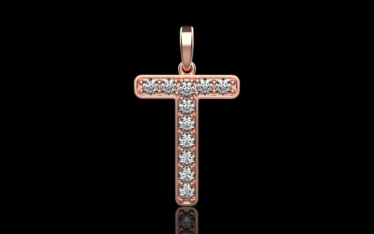 Initial letter T pendant model 755 3D print model_12