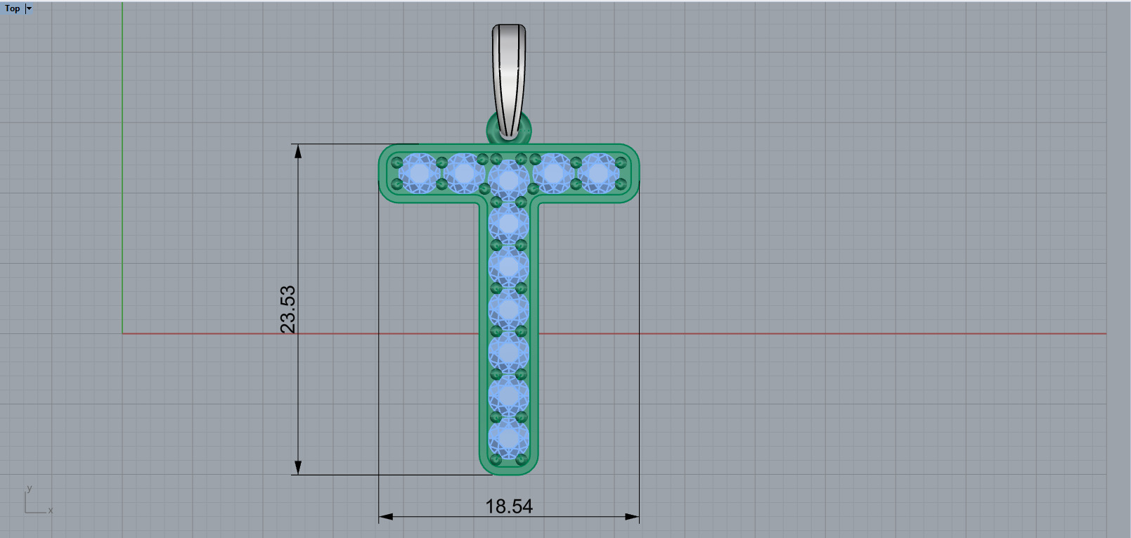 Initial letter T pendant model 755 3D print model_7