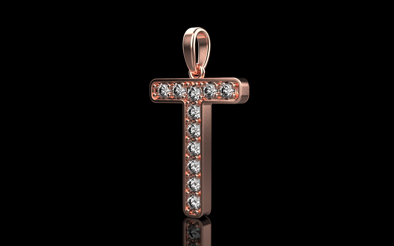 Initial letter T pendant model 755 3D print model_18