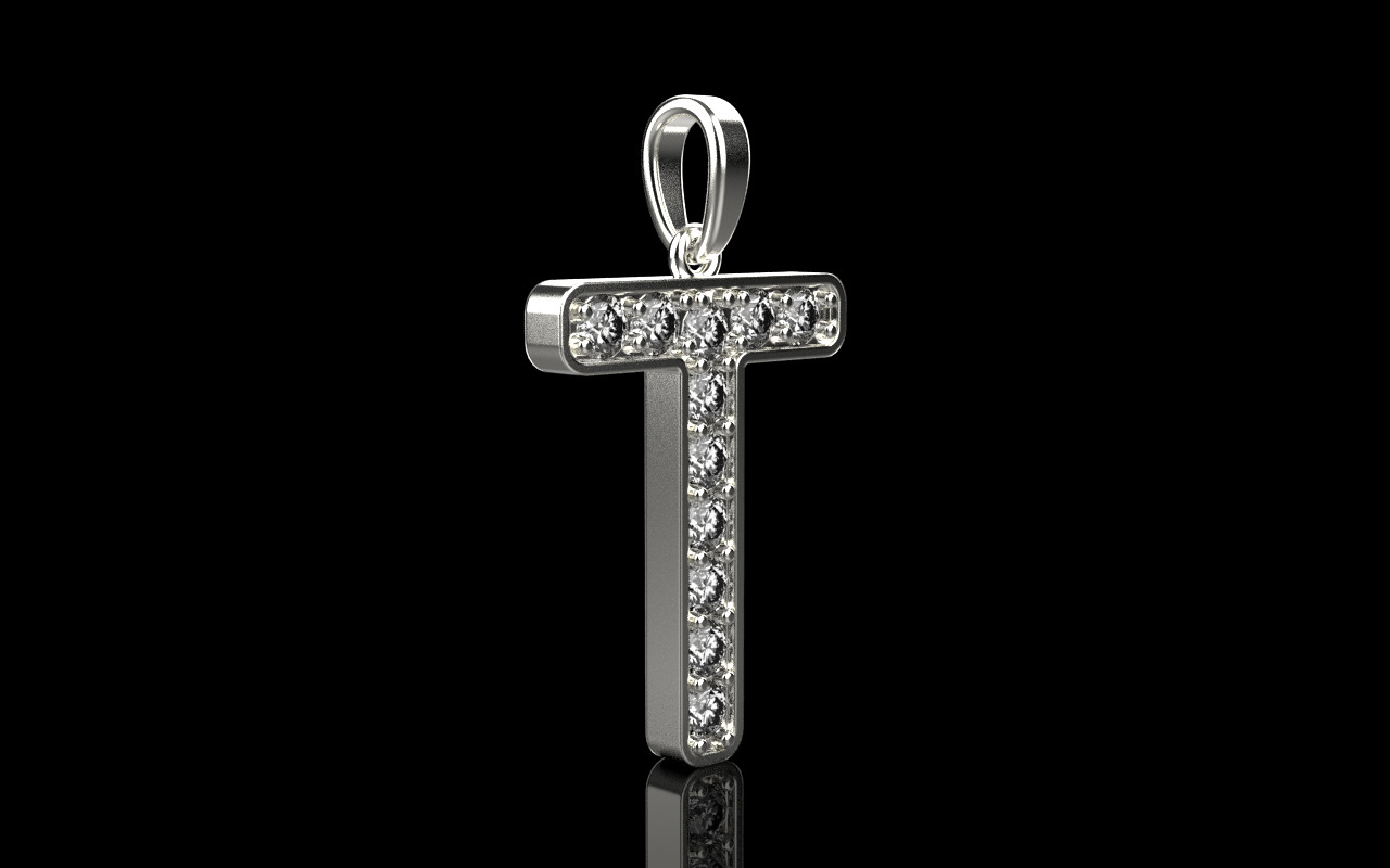 Initial letter T pendant model 755 3D print model_16