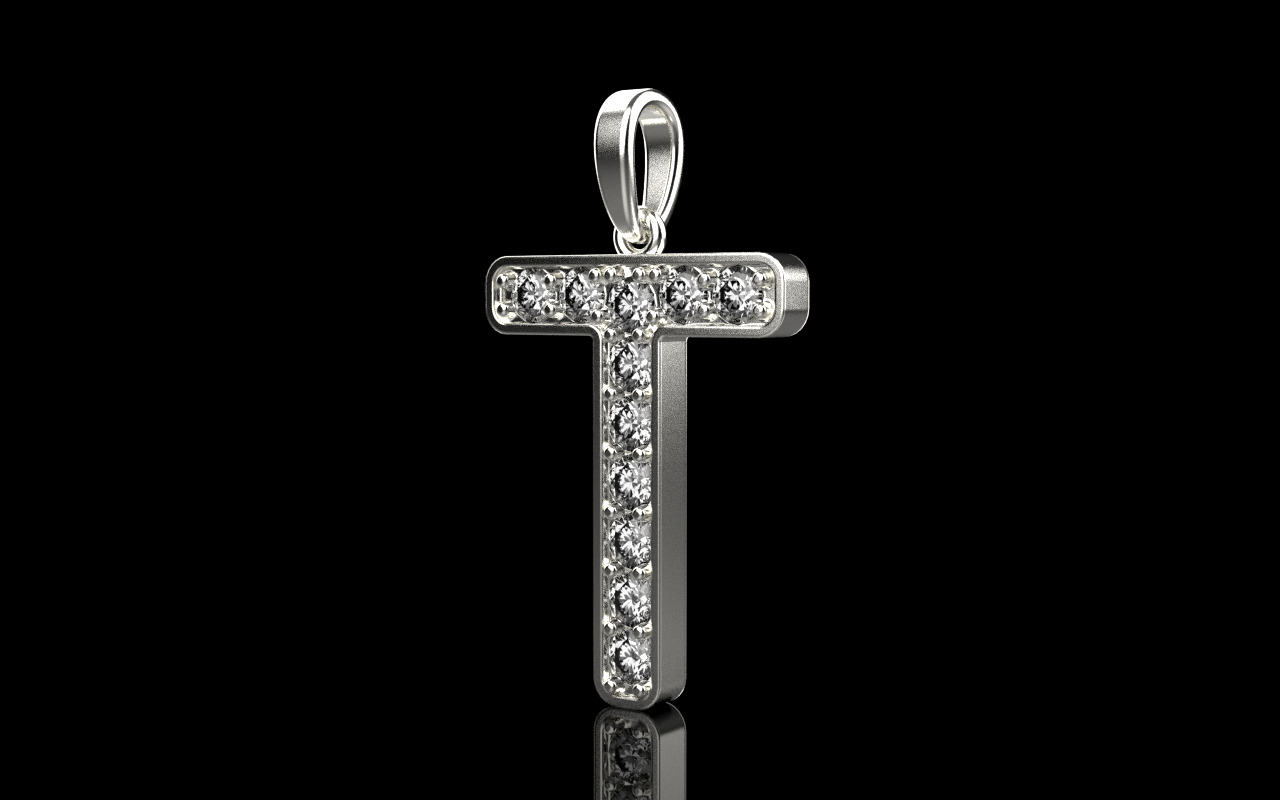 Initial letter T pendant model 755 3D print model_19