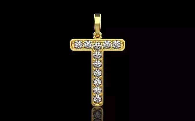 Initial letter T pendant model 755 3D print model