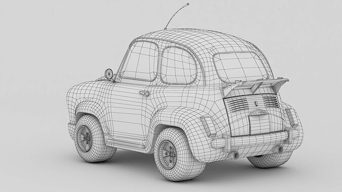 Super fury cartoon rally lowpoly car Low-poly 3D model 4