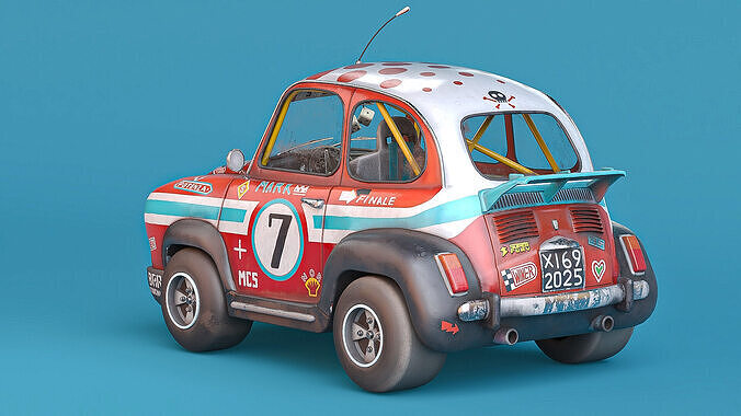 Super fury cartoon rally lowpoly car Low-poly 3D model 3
