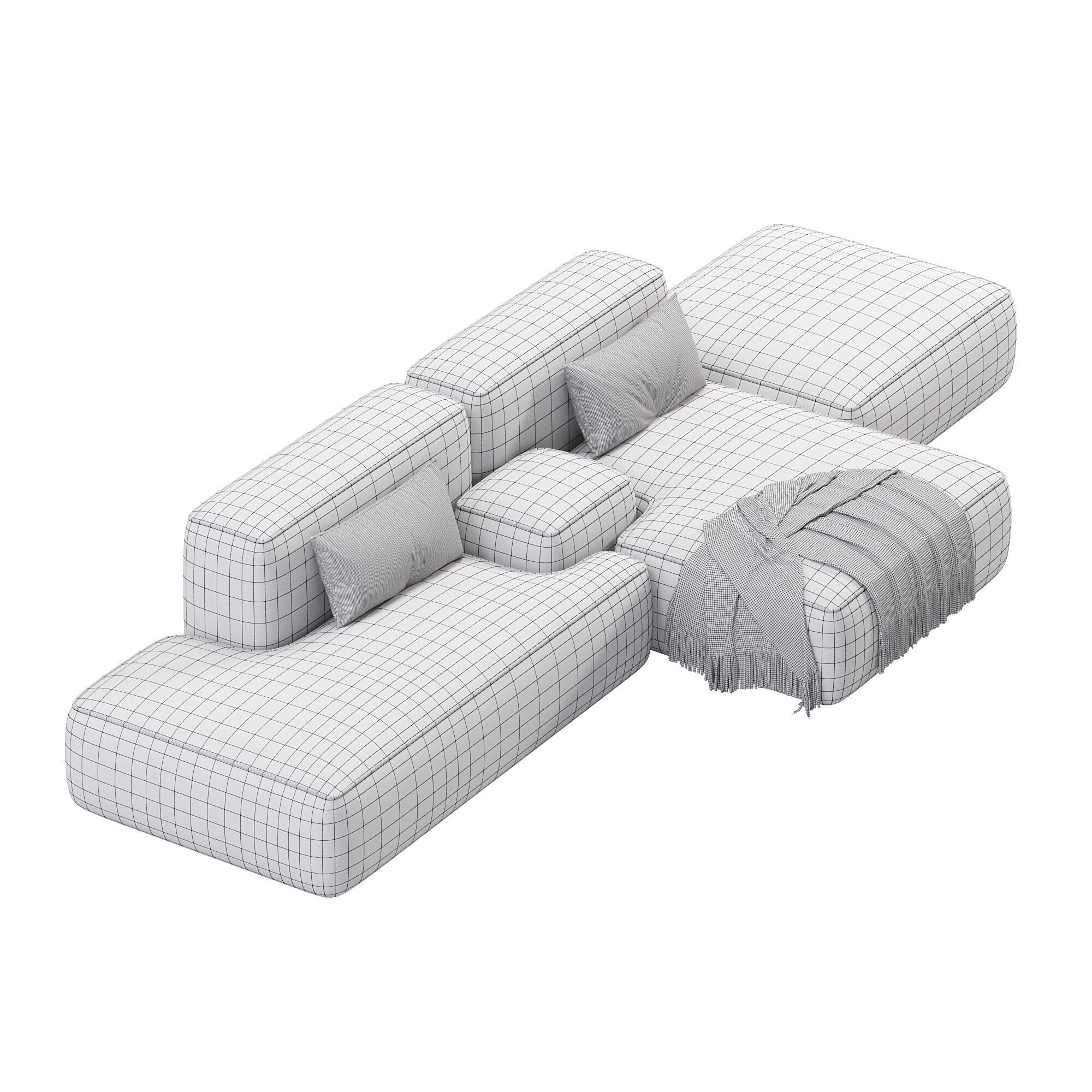 Lema Cloud Sofa Low-poly 3D model_4