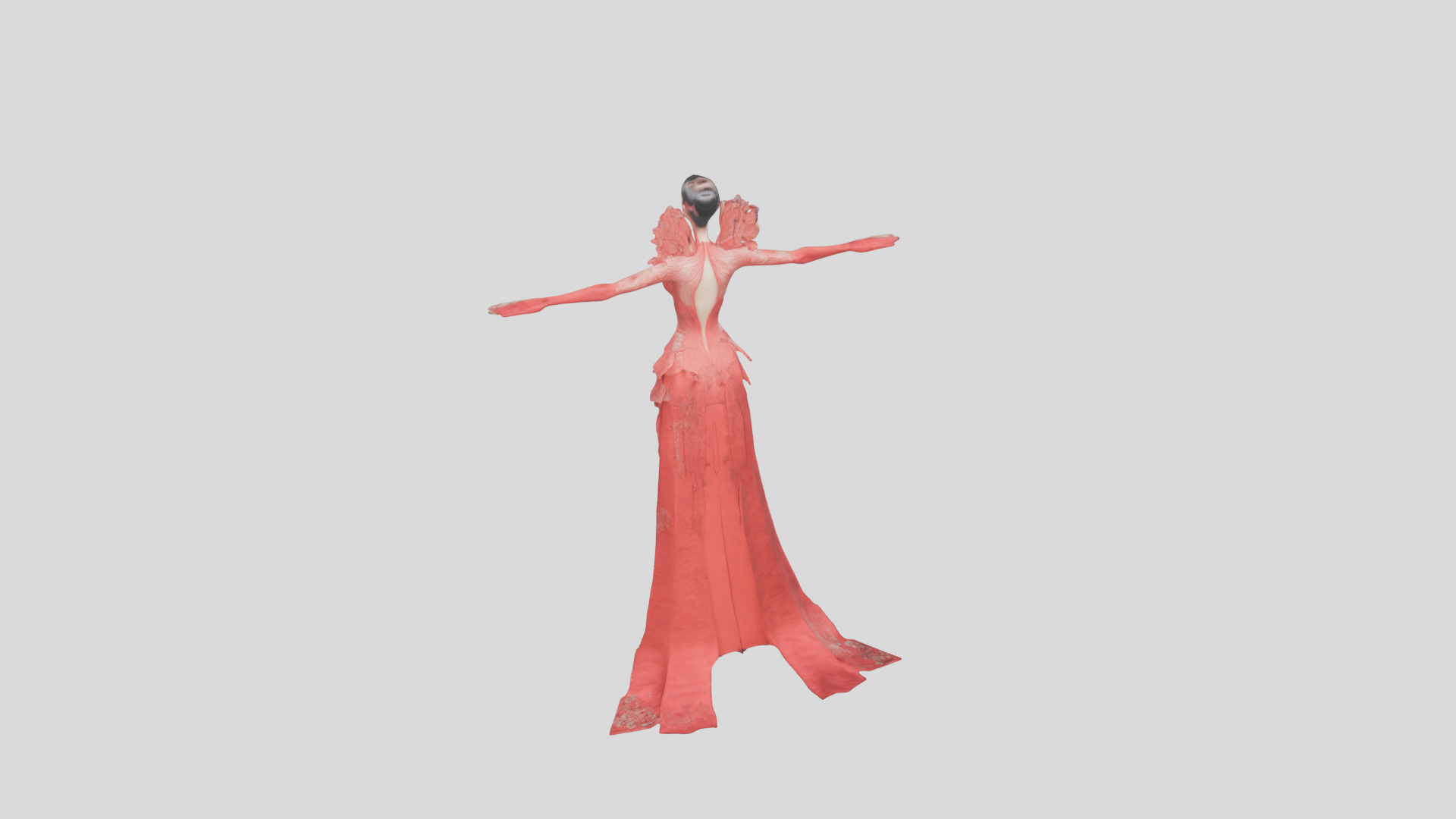 Dressed Female Red Dress Stylized CHaracter Girl Low-poly 3D model_18