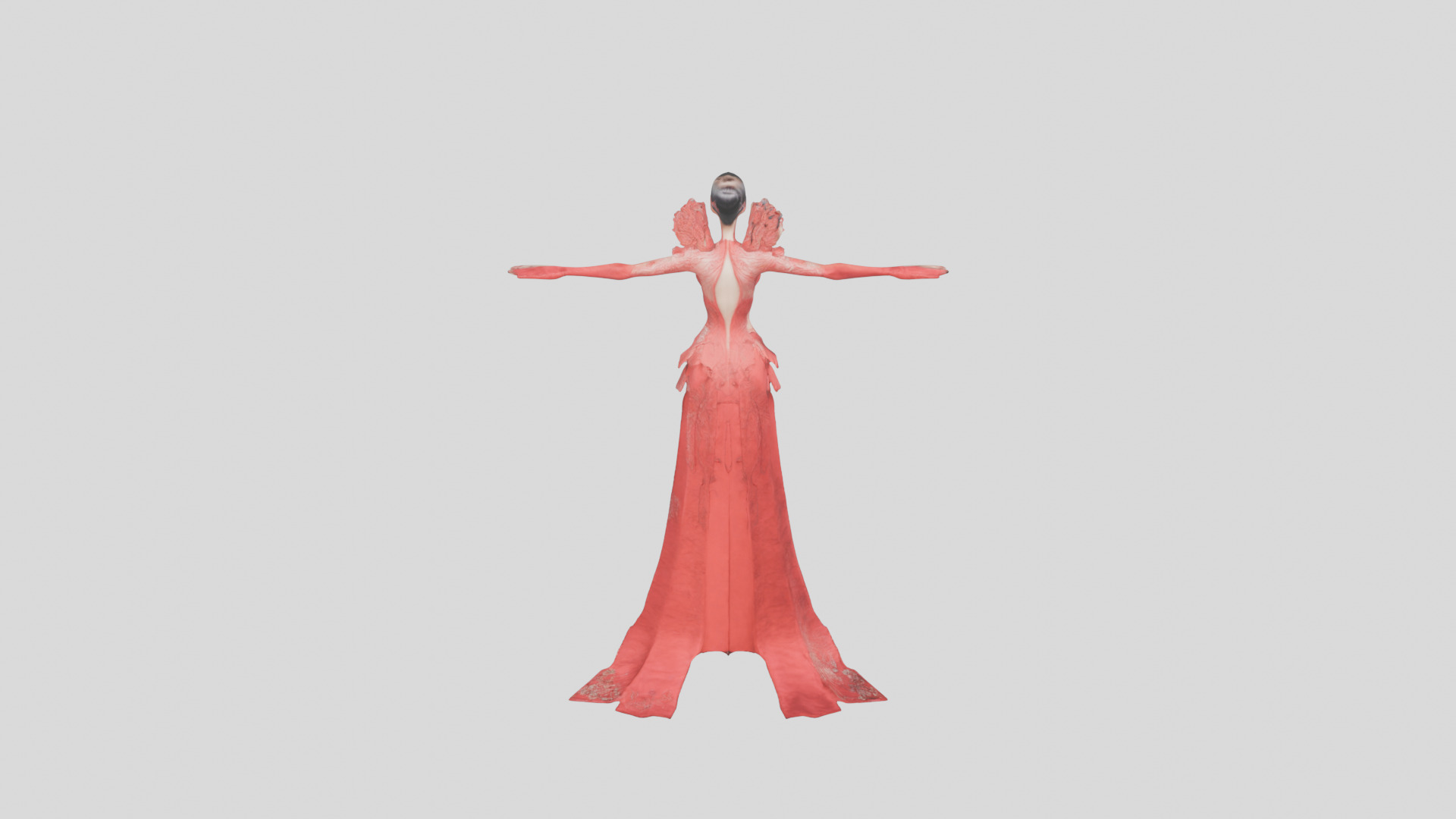 Dressed Female Red Dress Stylized CHaracter Girl Low-poly 3D model_32