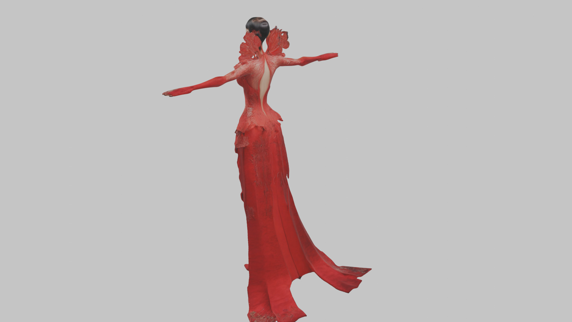 Dressed Female Red Dress Stylized CHaracter Girl Low-poly 3D model_8