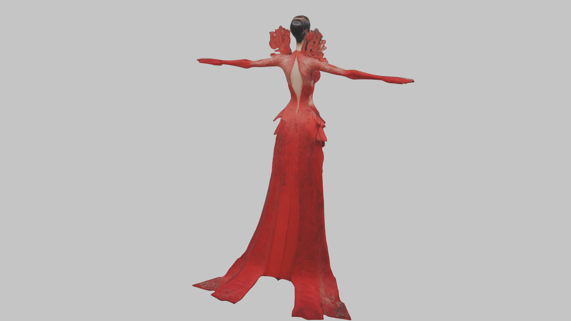 Dressed Female Red Dress Stylized CHaracter Girl Low-poly 3D model_10