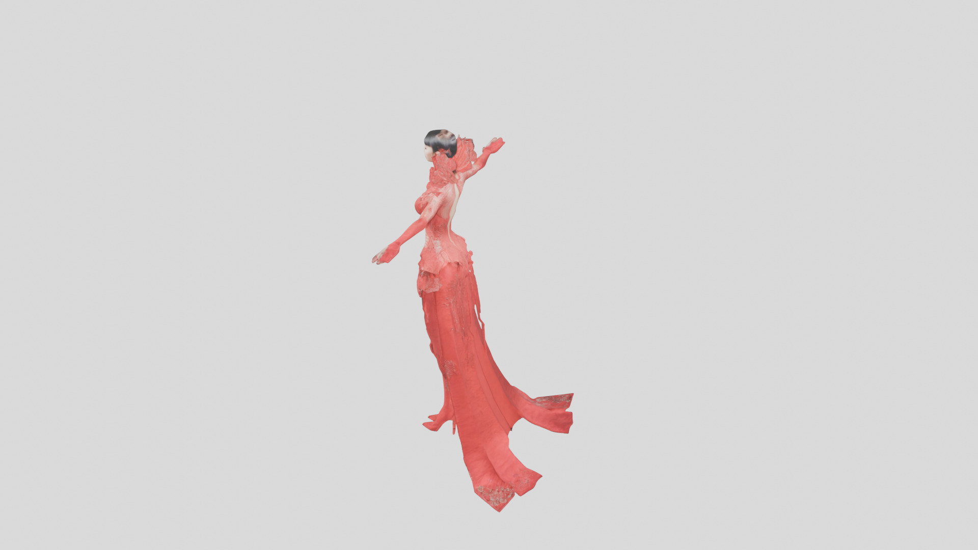 Dressed Female Red Dress Stylized CHaracter Girl Low-poly 3D model_20