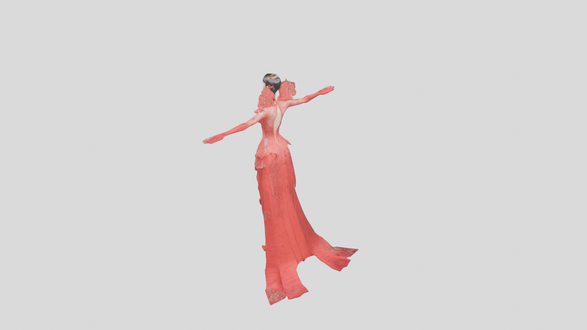 Dressed Female Red Dress Stylized CHaracter Girl Low-poly 3D model_19