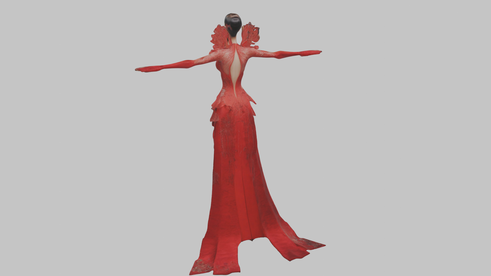 Dressed Female Red Dress Stylized CHaracter Girl Low-poly 3D model_2