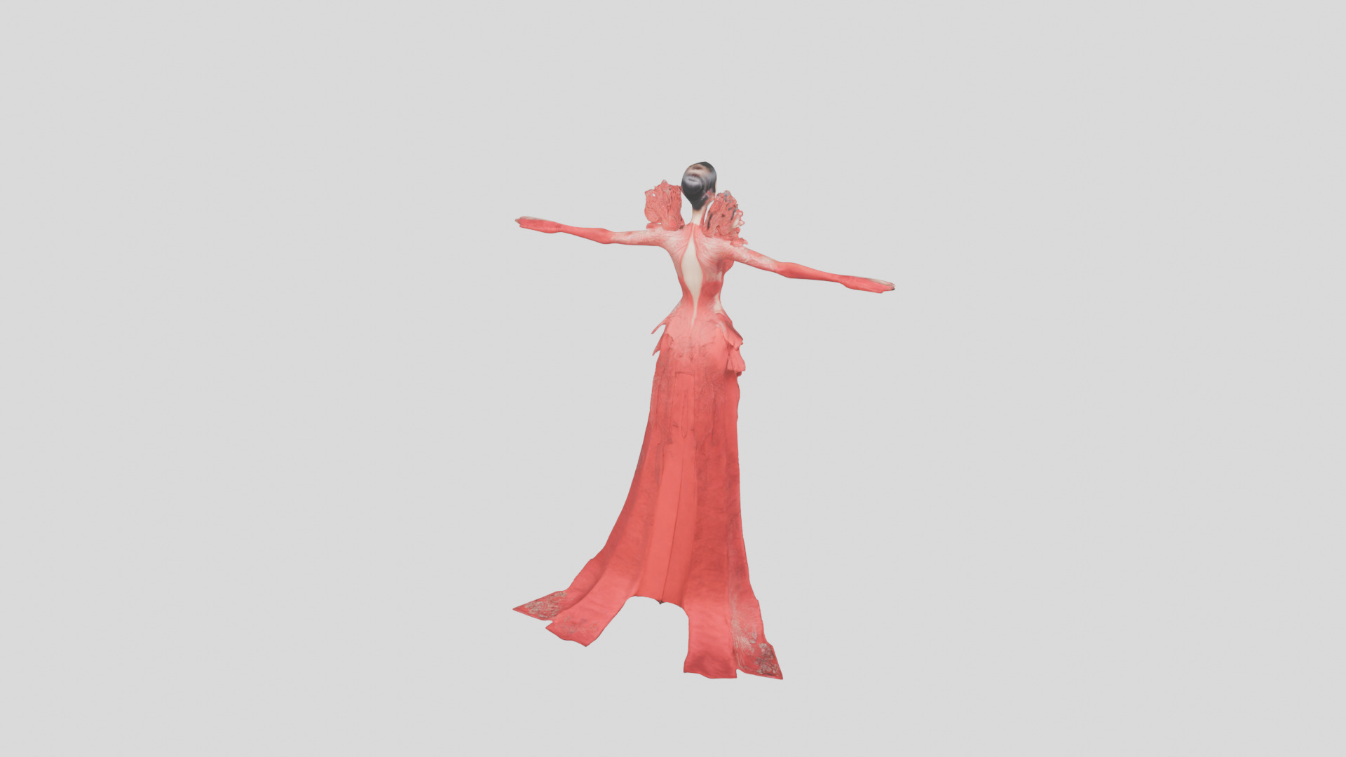 Dressed Female Red Dress Stylized CHaracter Girl Low-poly 3D model_31
