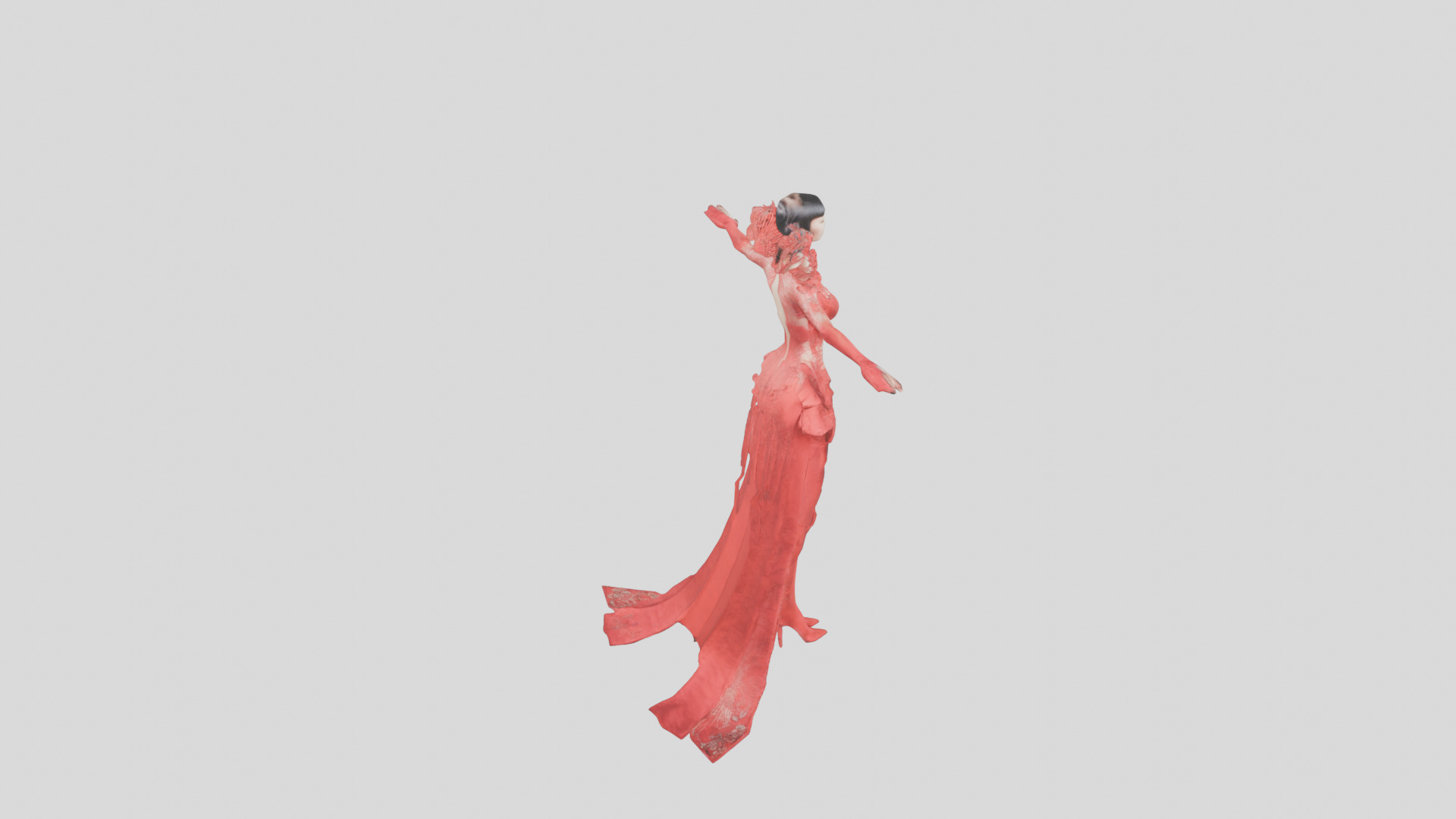 Dressed Female Red Dress Stylized CHaracter Girl Low-poly 3D model_29