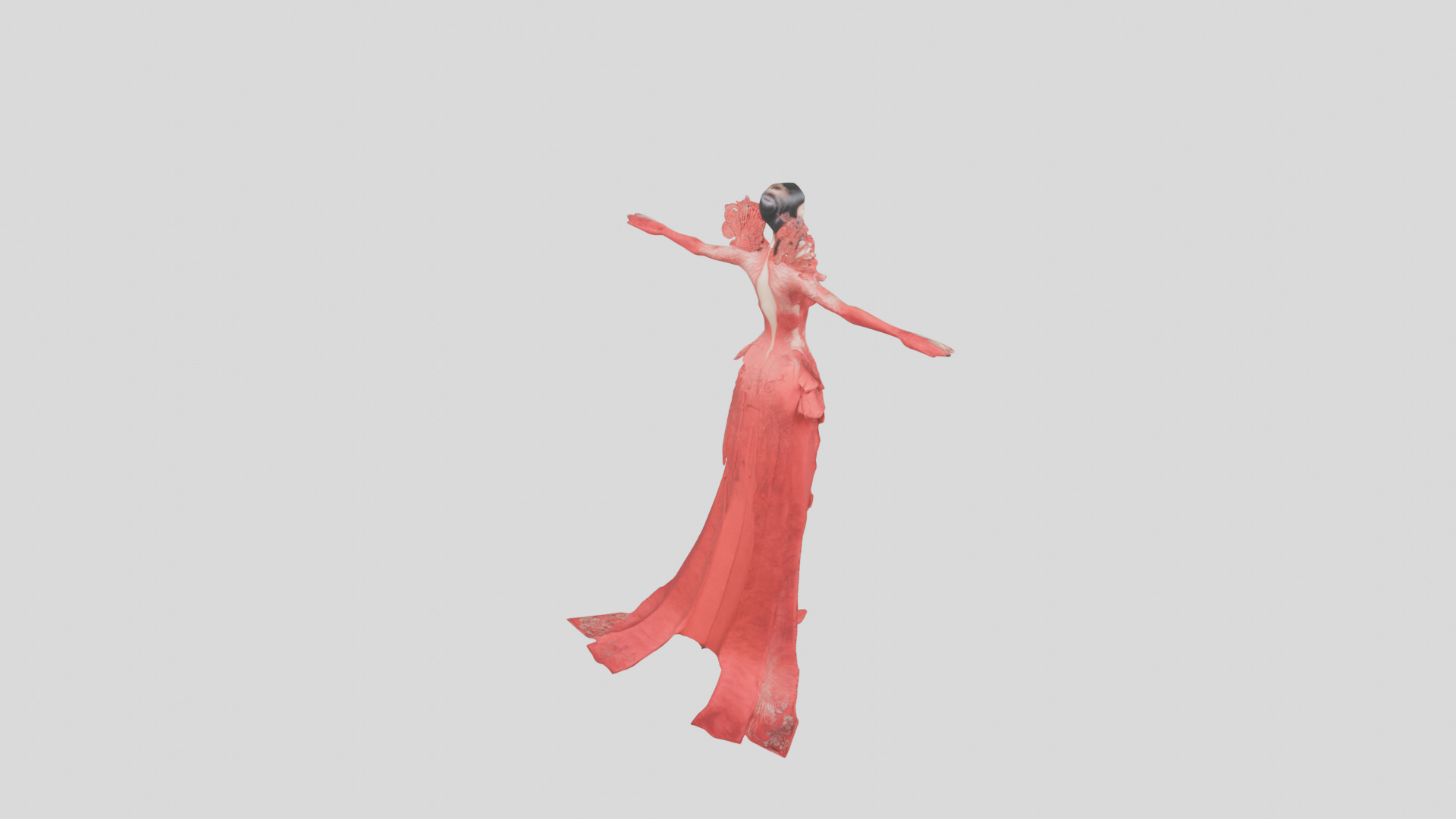 Dressed Female Red Dress Stylized CHaracter Girl Low-poly 3D model_30