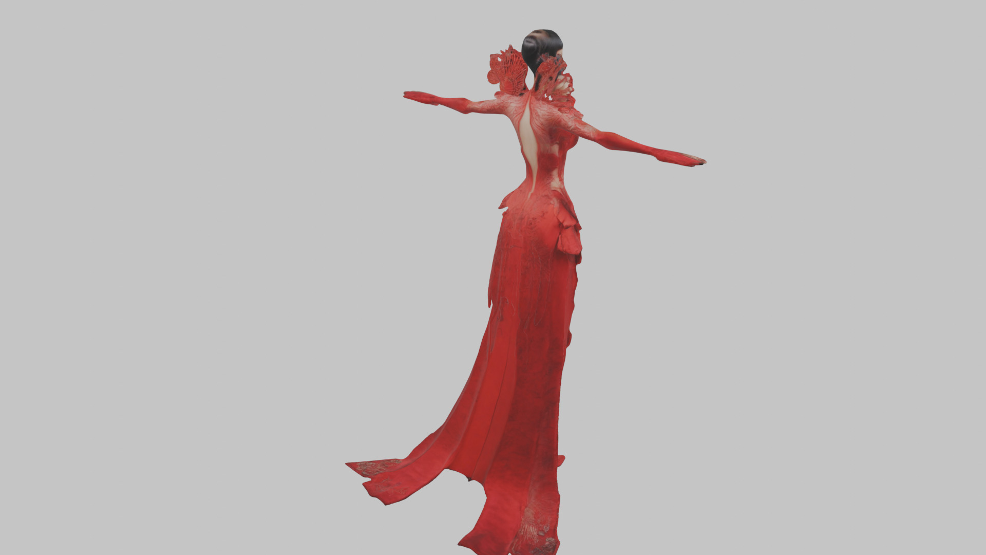 Dressed Female Red Dress Stylized CHaracter Girl Low-poly 3D model_15