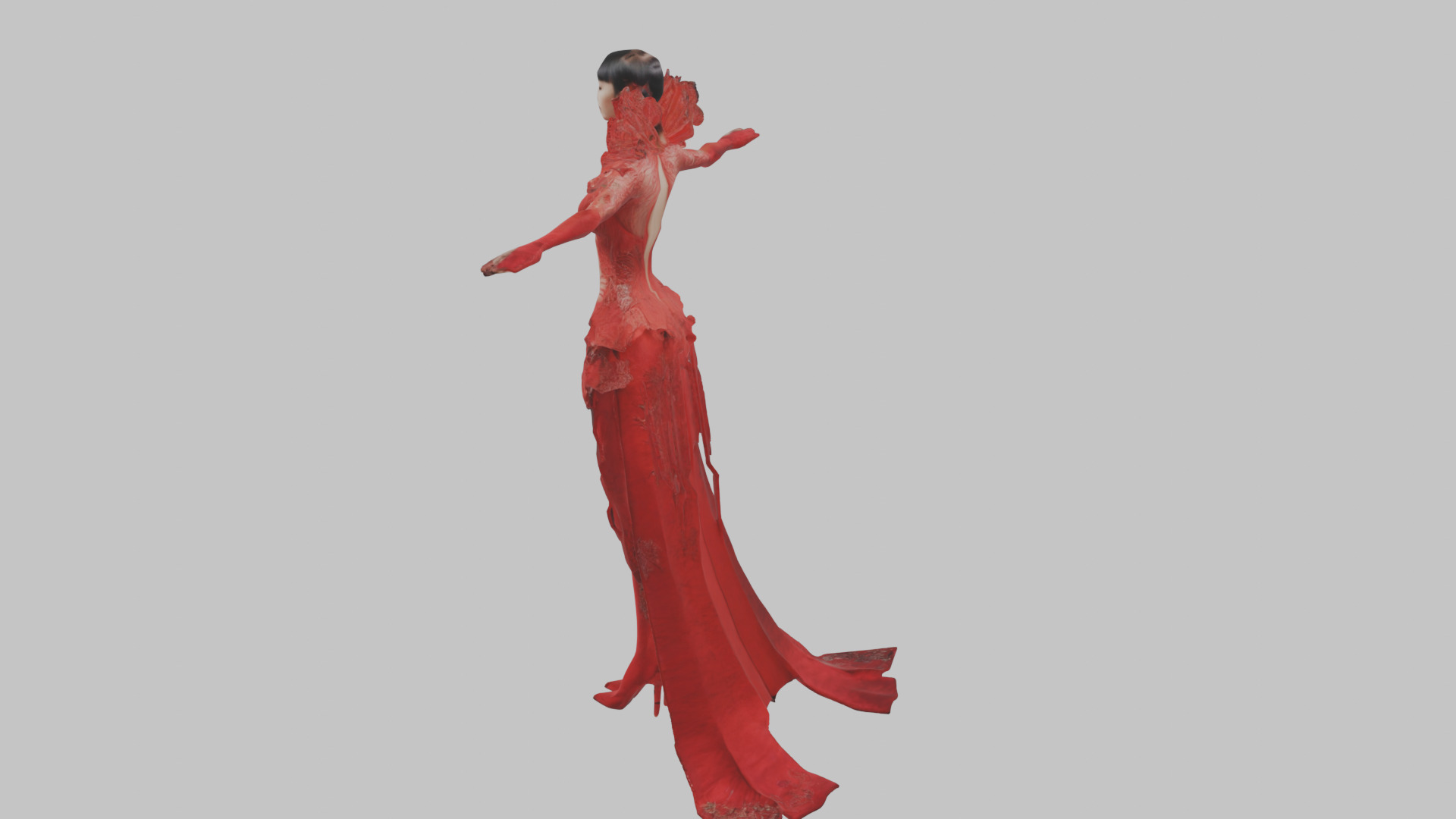 Dressed Female Red Dress Stylized CHaracter Girl Low-poly 3D model_7
