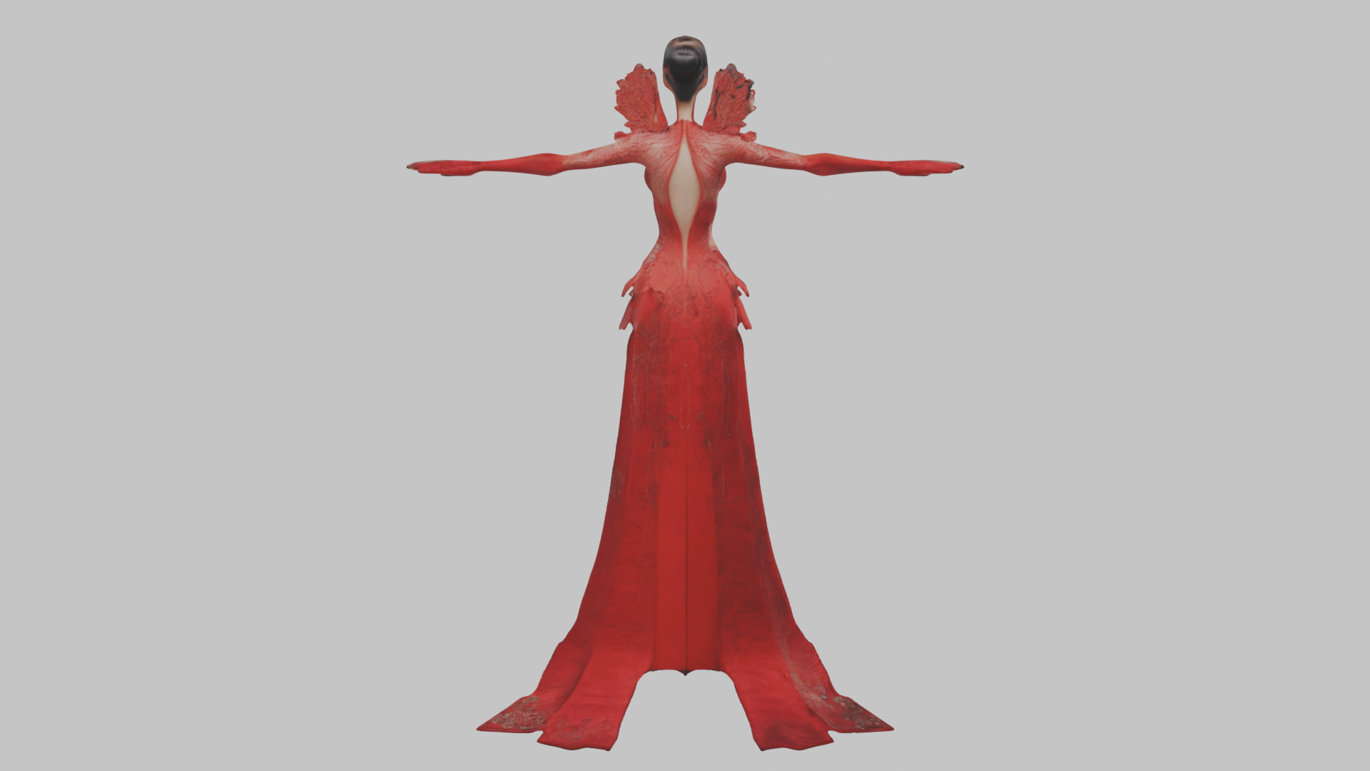Dressed Female Red Dress Stylized CHaracter Girl Low-poly 3D model_6
