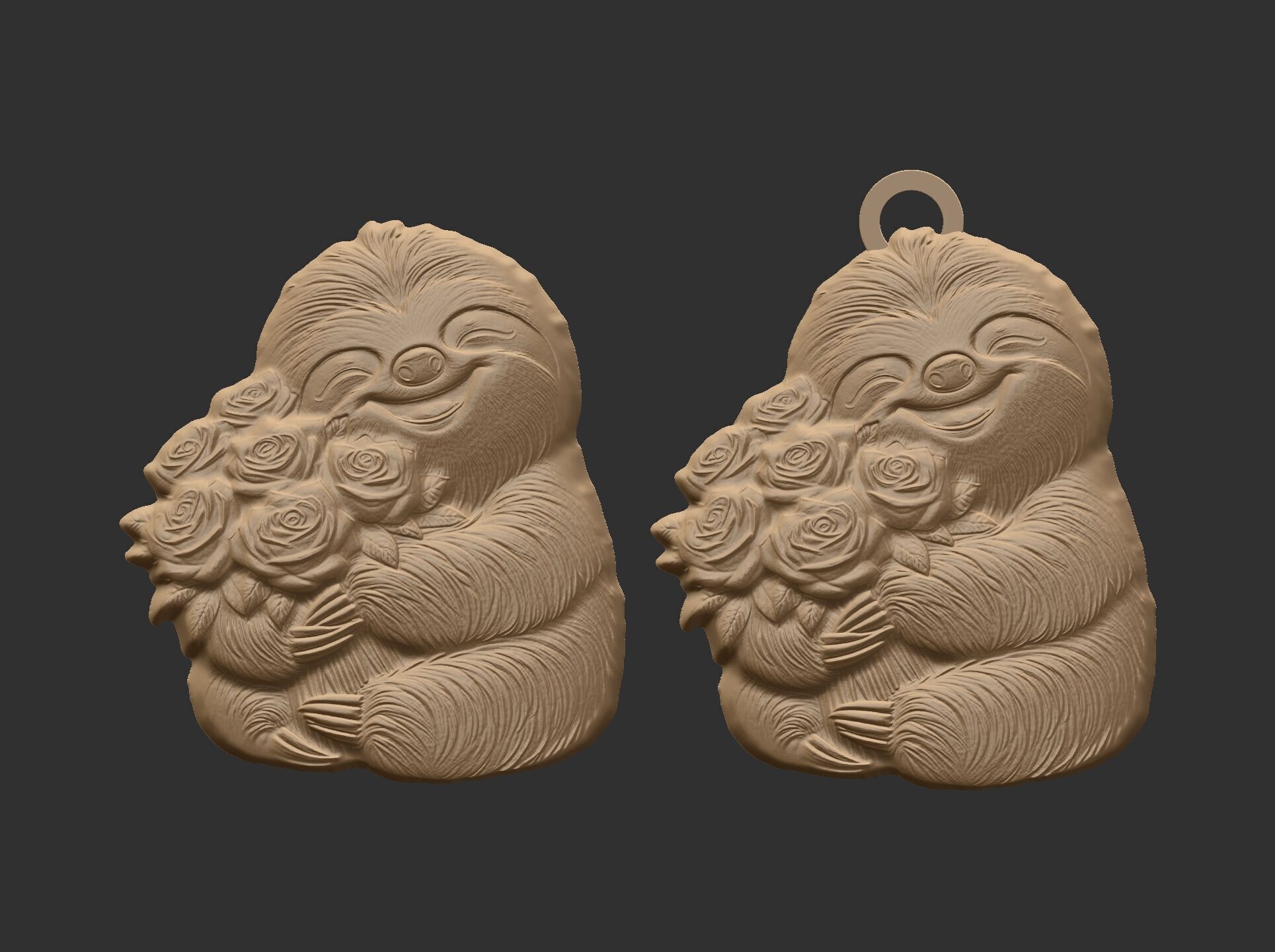 valentines sloth with red rose decor  3D print model_7