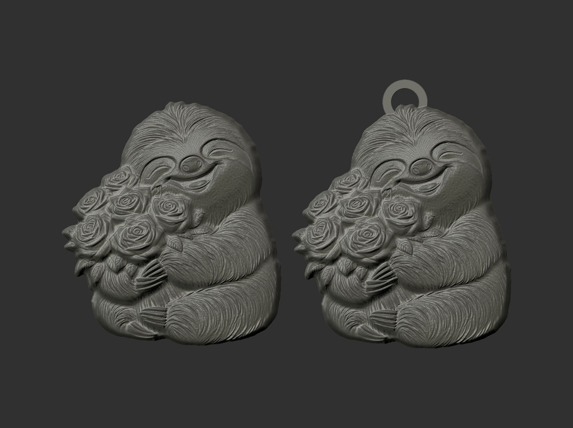 valentines sloth with red rose decor  3D print model_3