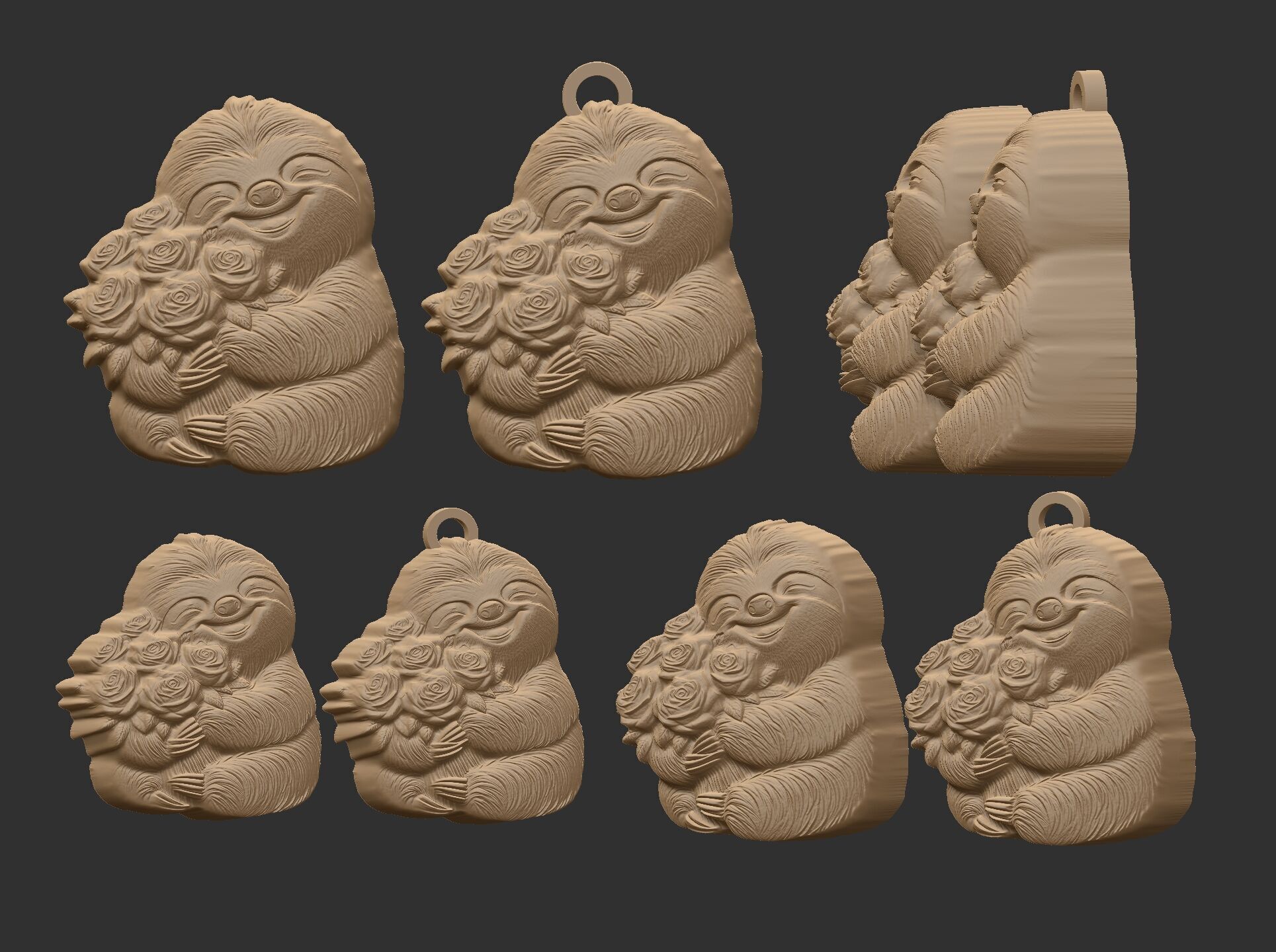 valentines sloth with red rose decor  3D print model_5