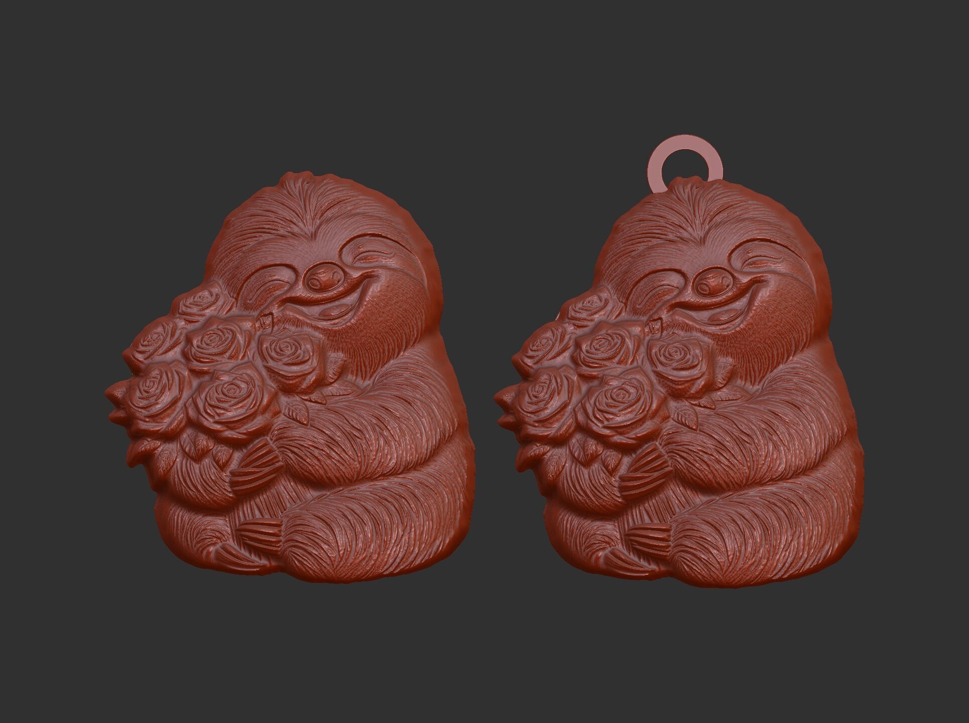 valentines sloth with red rose decor  3D print model_6