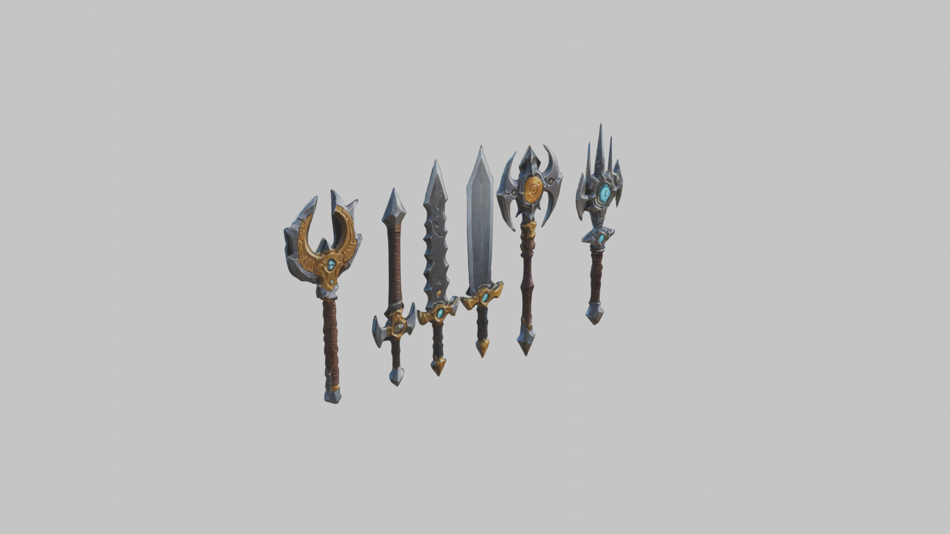 Lowpoly Medieval Fantasy Weapons Pack Low-poly 3D model_3