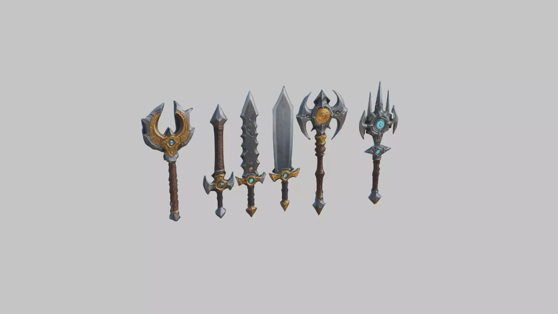 Lowpoly Medieval Fantasy Weapons Pack Low-poly 3D model_0