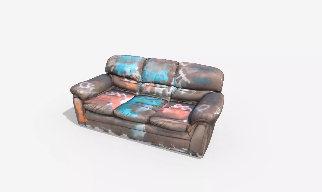Weathered Sofa With Graffiti 3D model