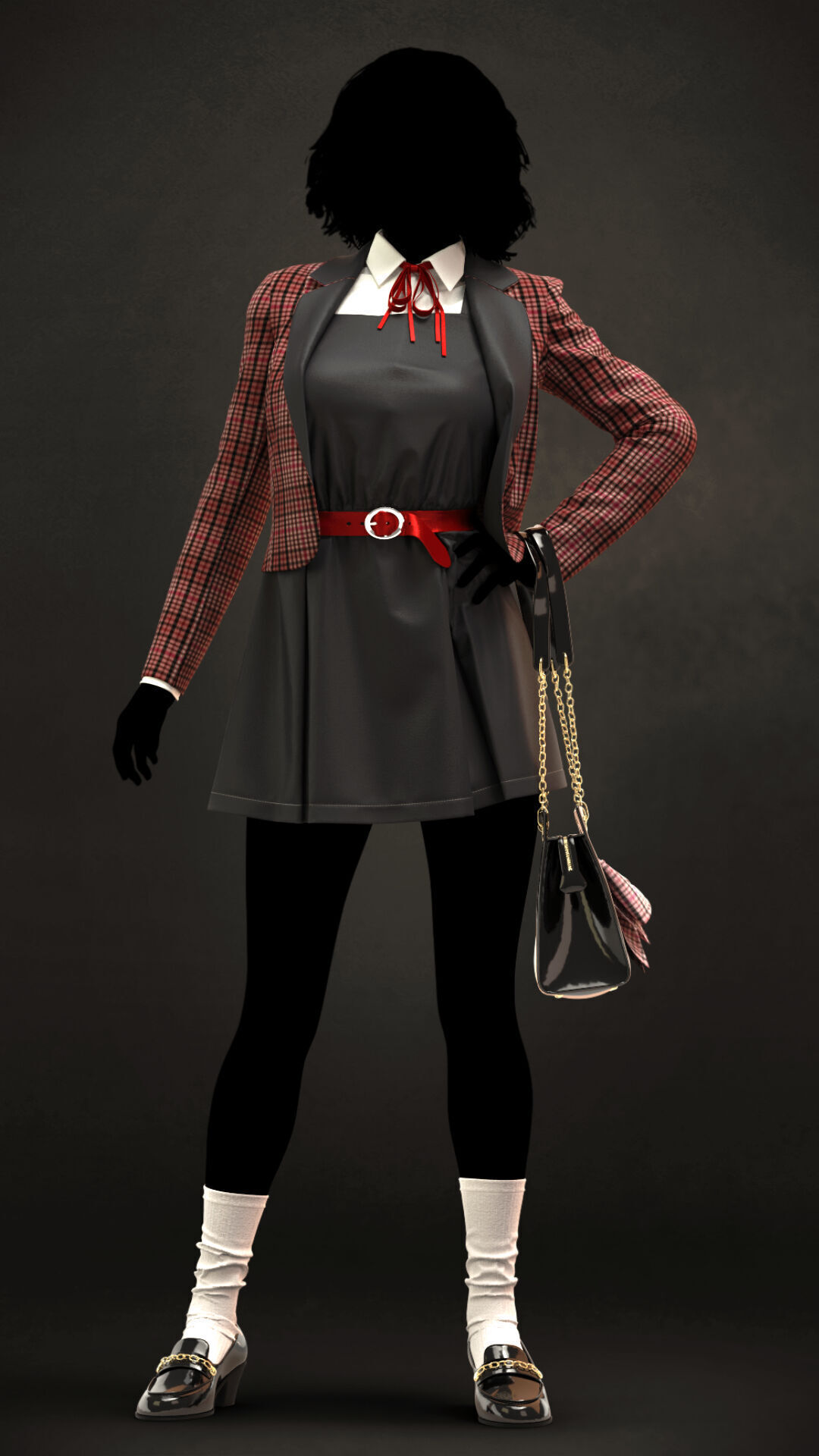 School uniform 8 - Marvelous Designer project and OBJ 3D model_9