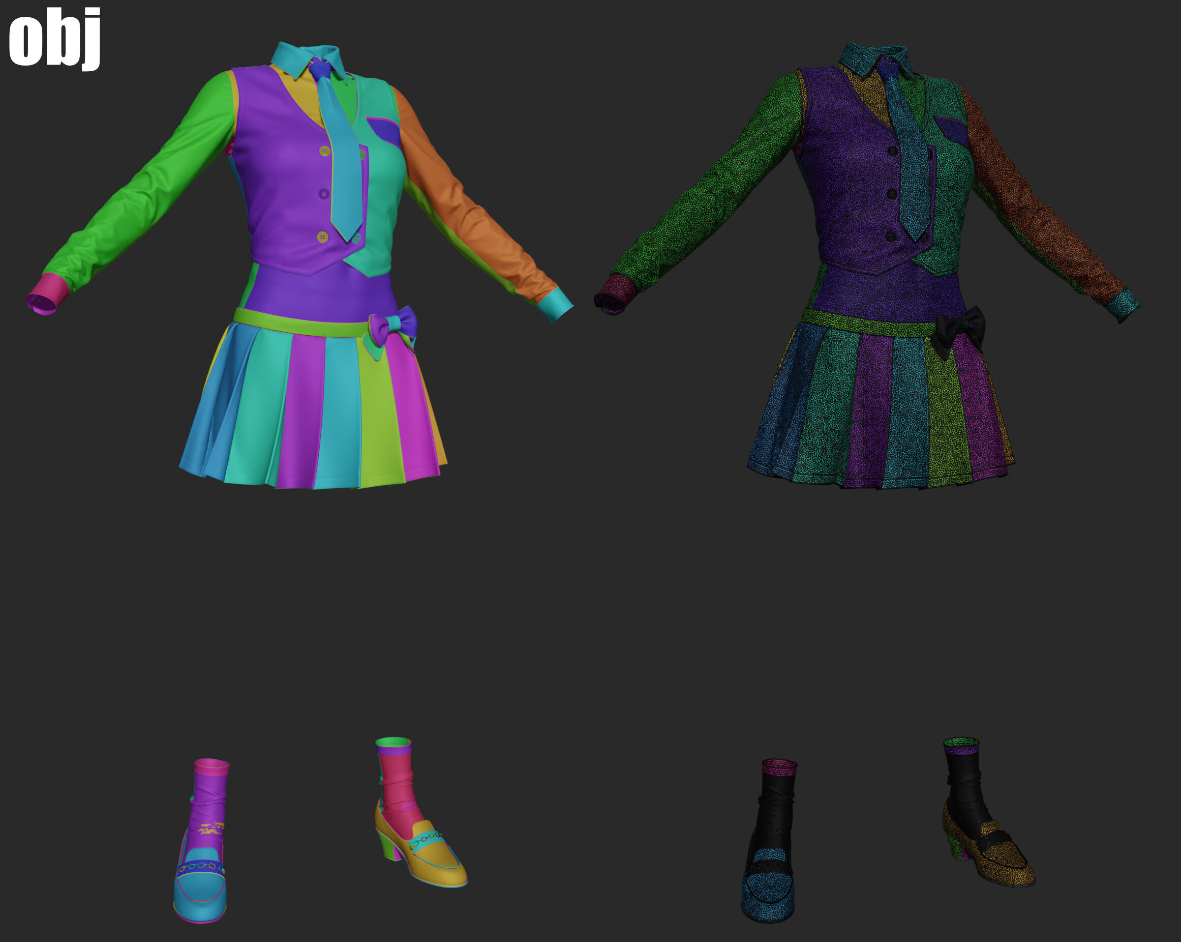 School uniform 8 - Marvelous Designer project and OBJ 3D model_8