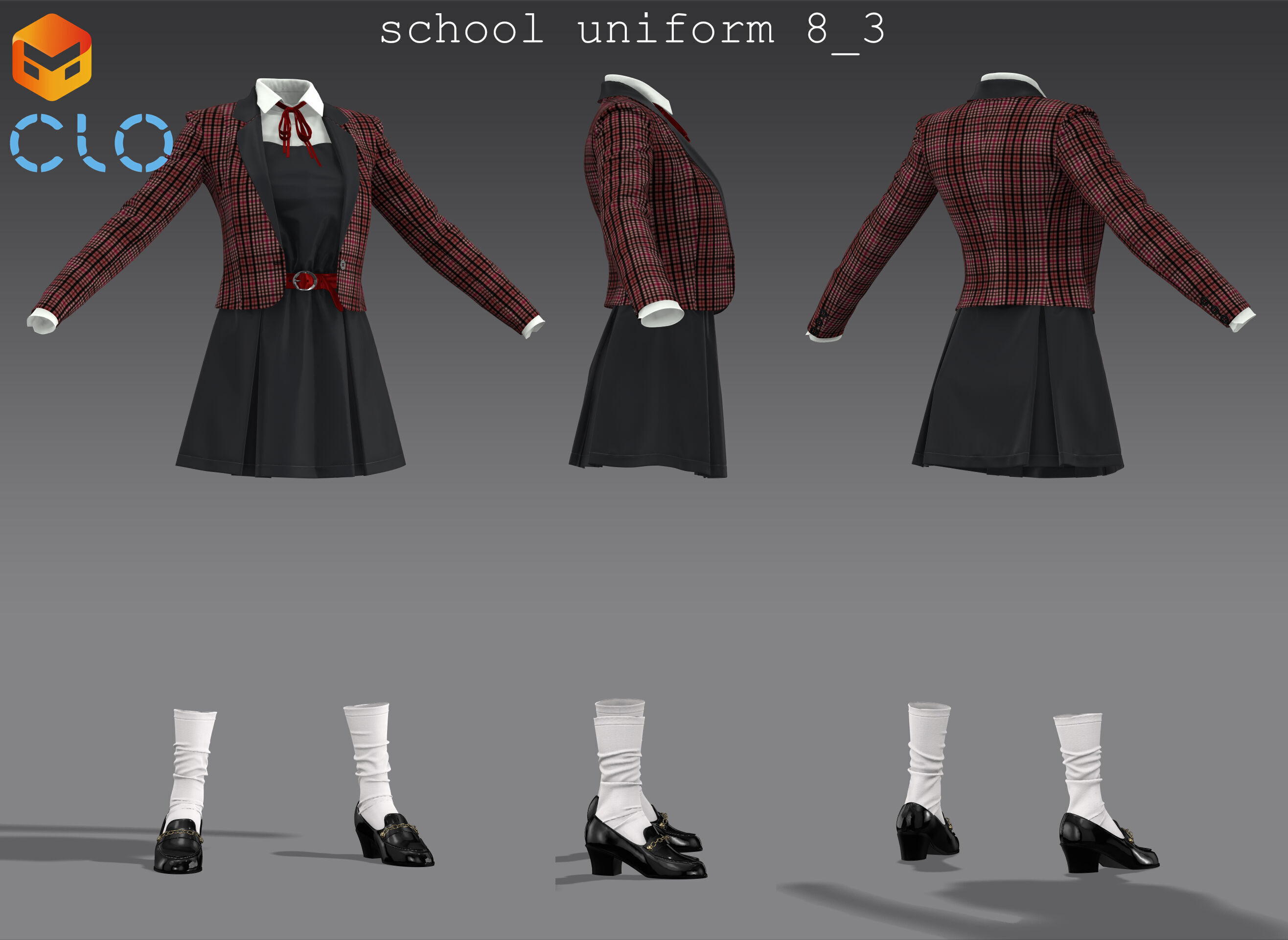 School uniform 8 - Marvelous Designer project and OBJ 3D model_10