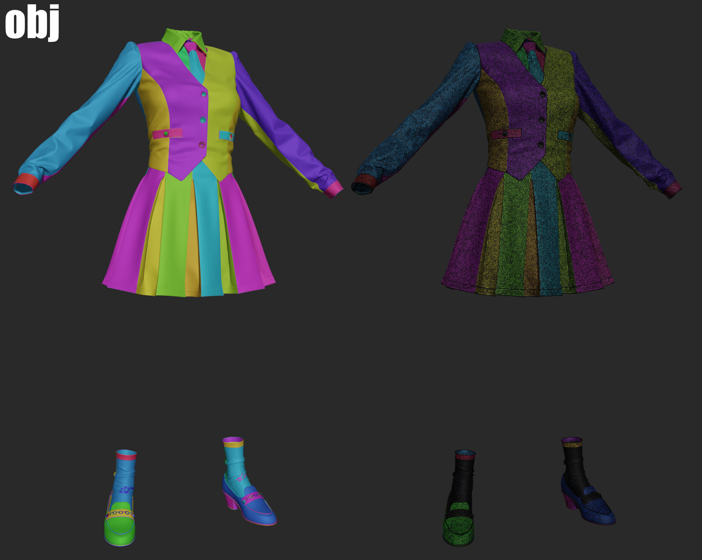 School uniform 8 - Marvelous Designer project and OBJ 3D model_4