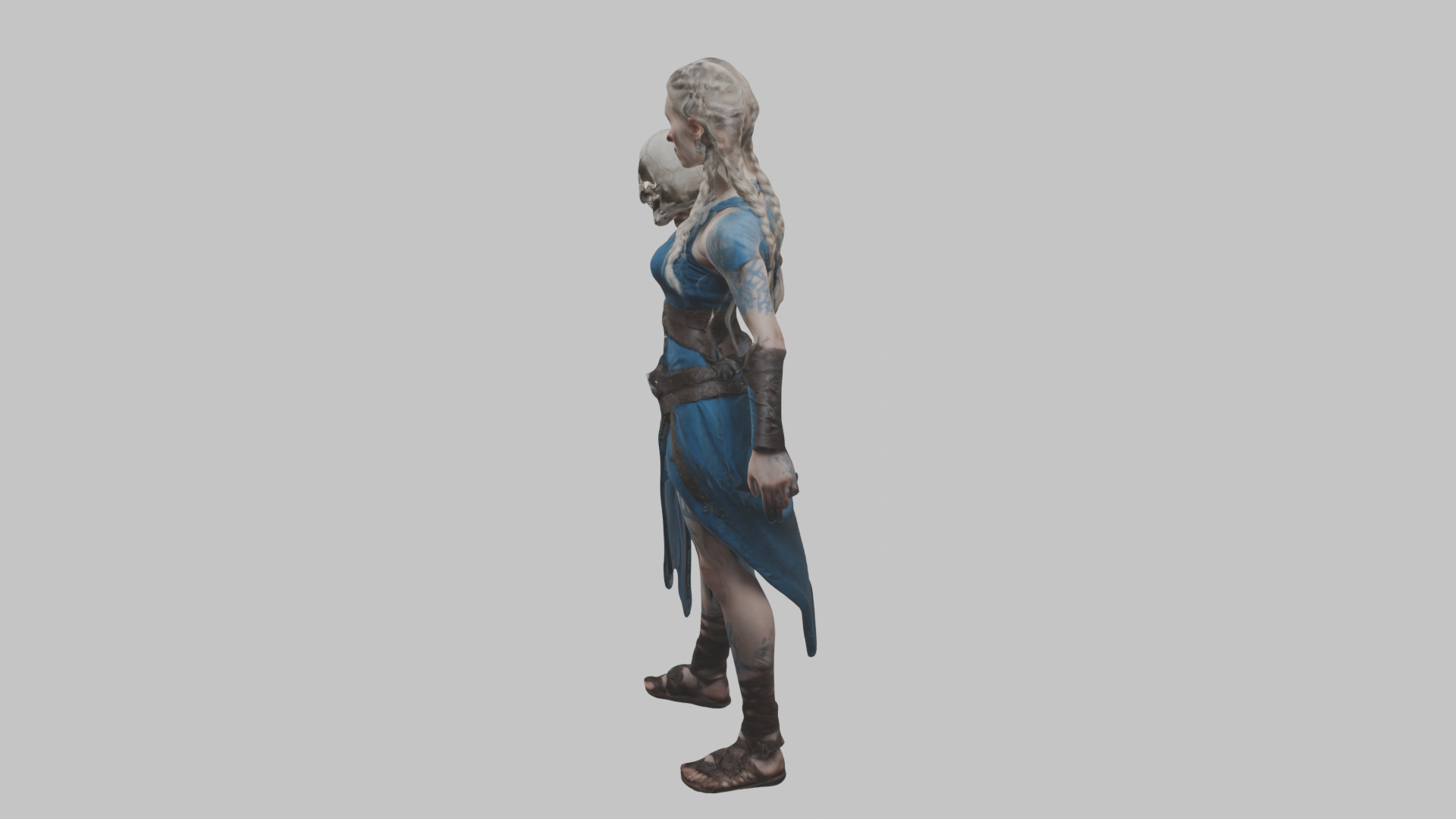 Female Viking Warrior Skull Low-poly 3D model_28