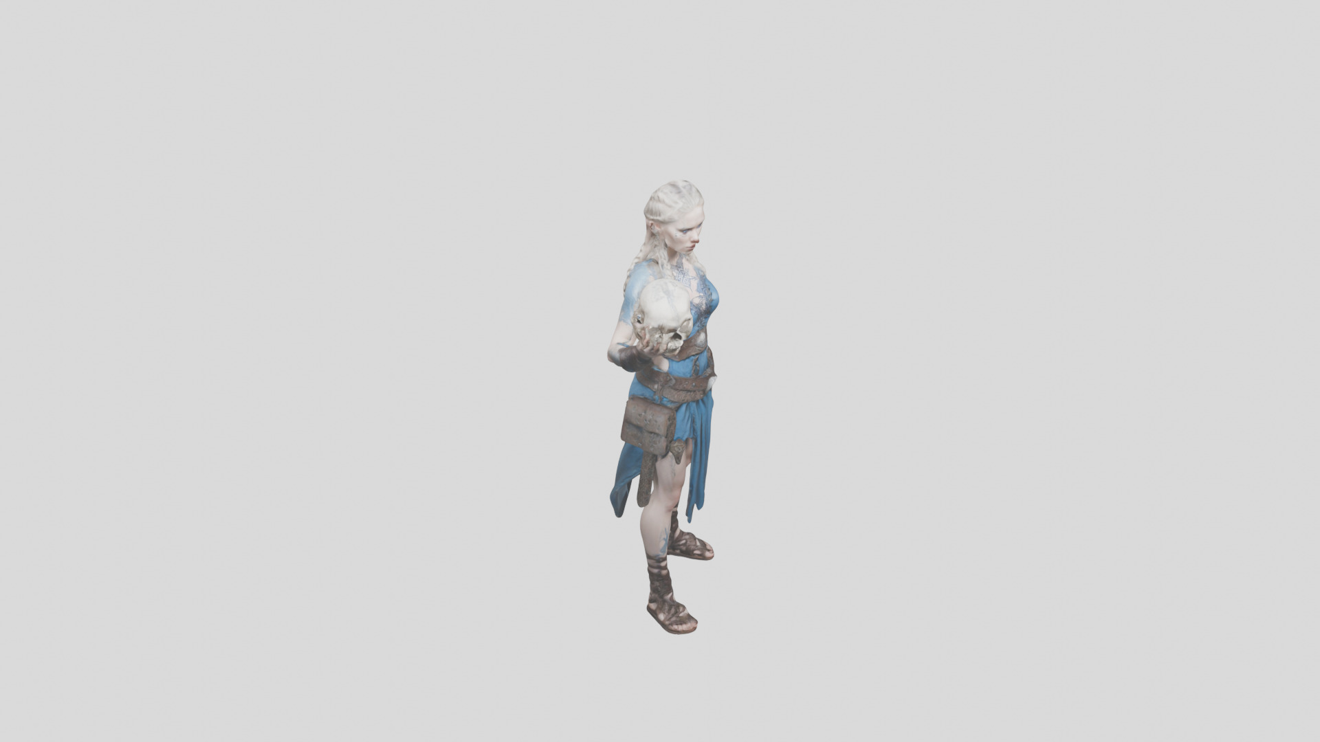 Female Viking Warrior Skull Low-poly 3D model_23