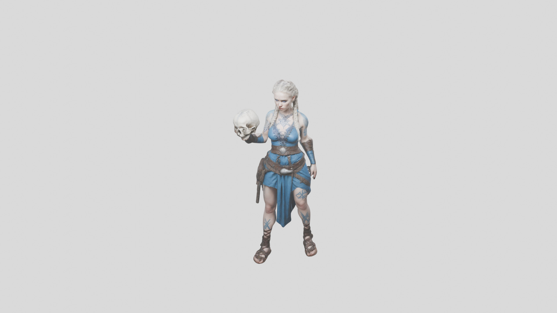 Female Viking Warrior Skull Low-poly 3D model_13