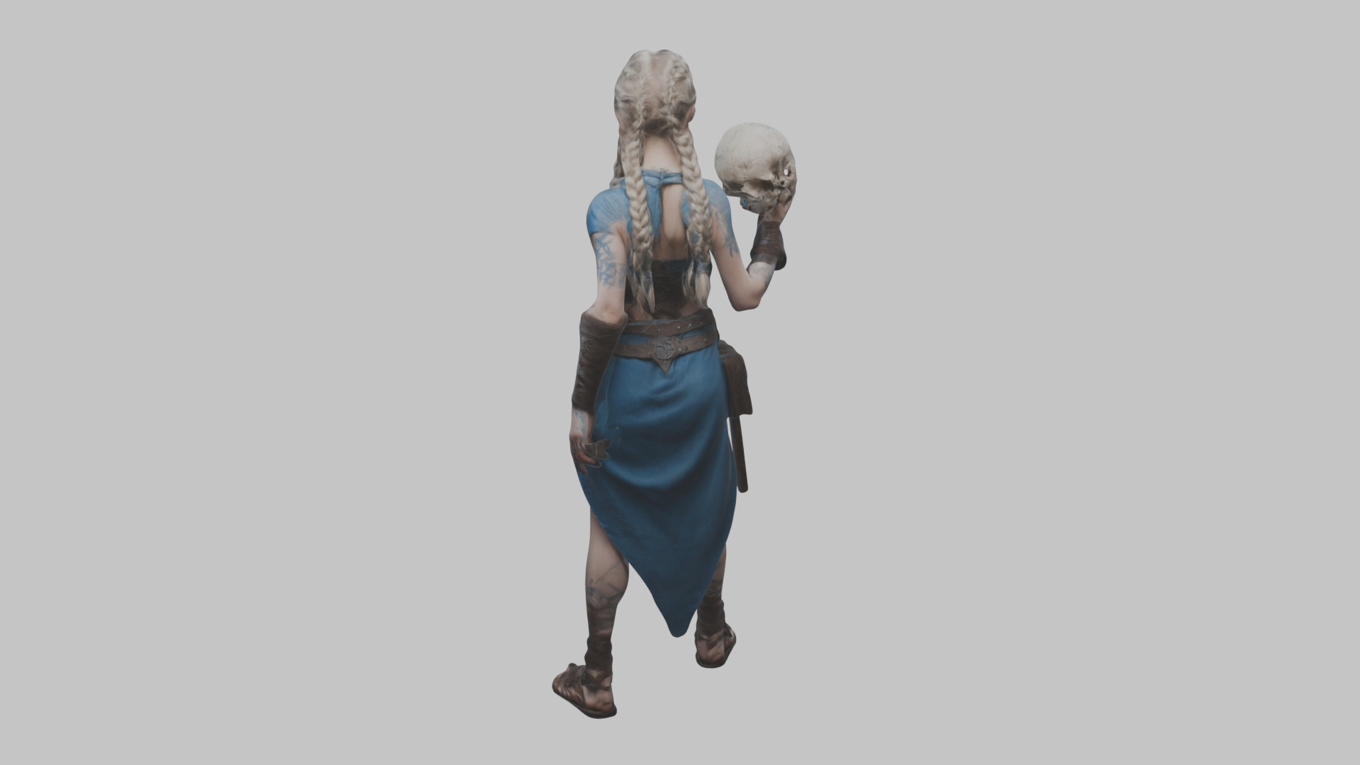 Female Viking Warrior Skull Low-poly 3D model_12