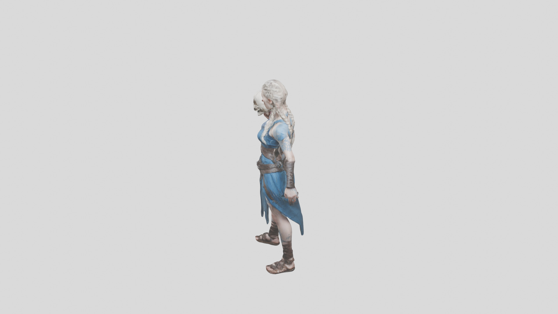 Female Viking Warrior Skull Low-poly 3D model_17