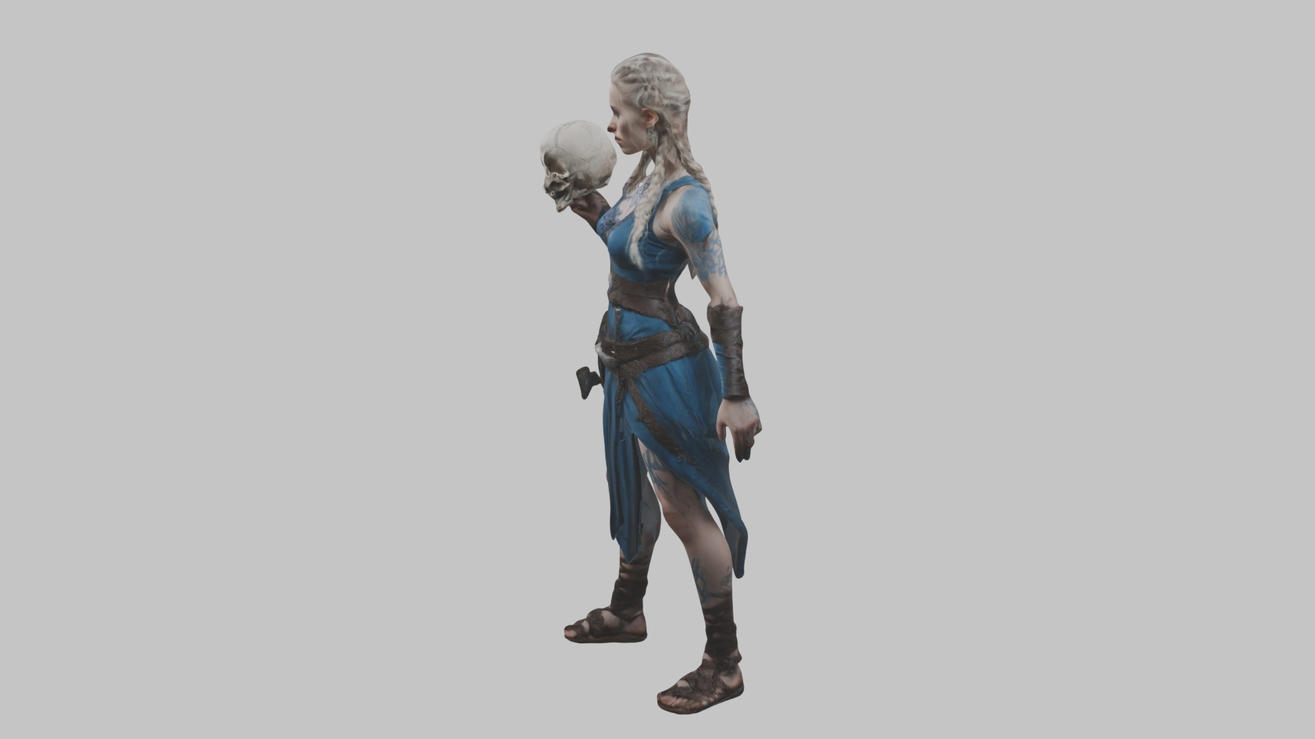 Female Viking Warrior Skull Low-poly 3D model_31