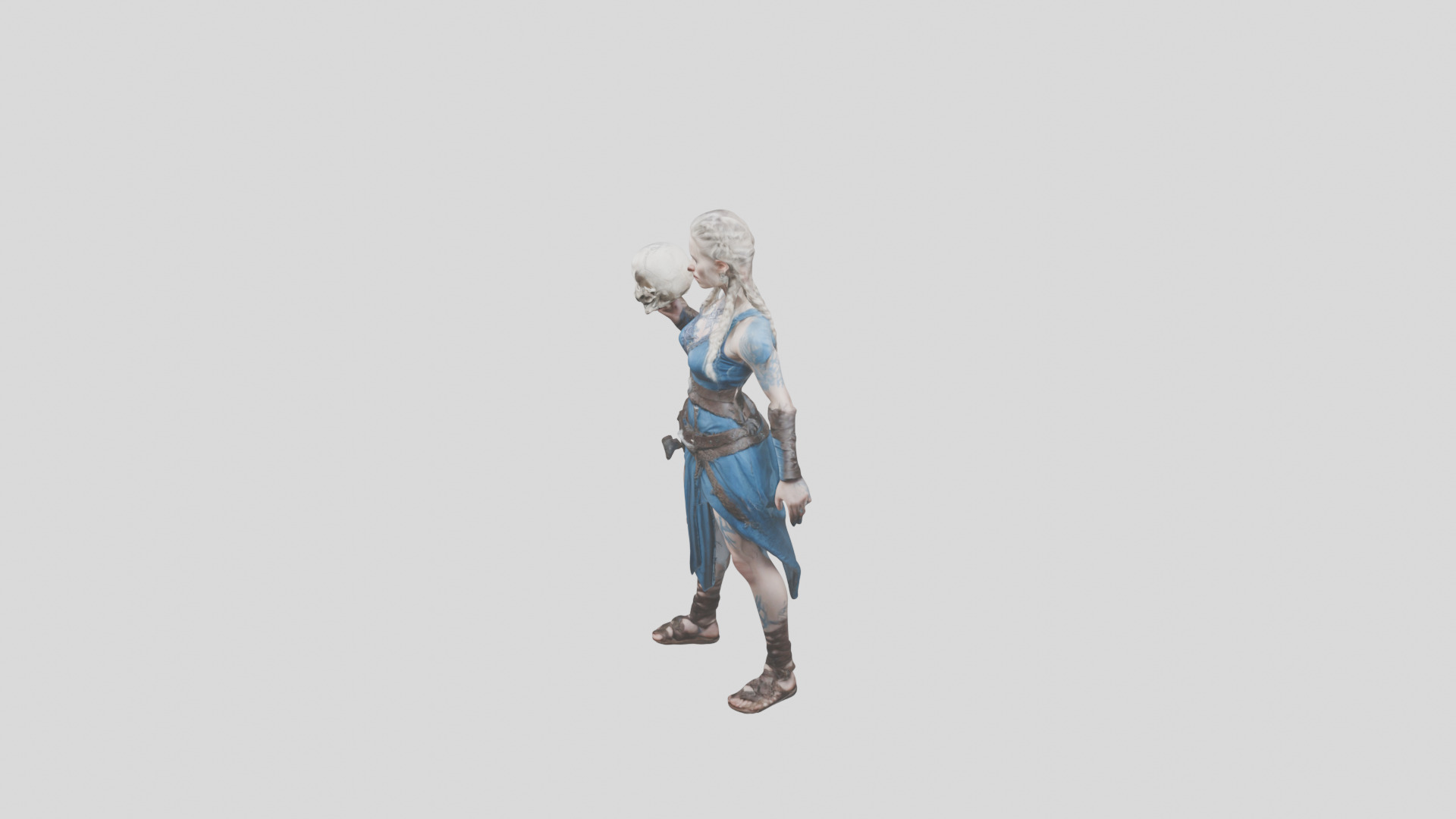 Female Viking Warrior Skull Low-poly 3D model_18