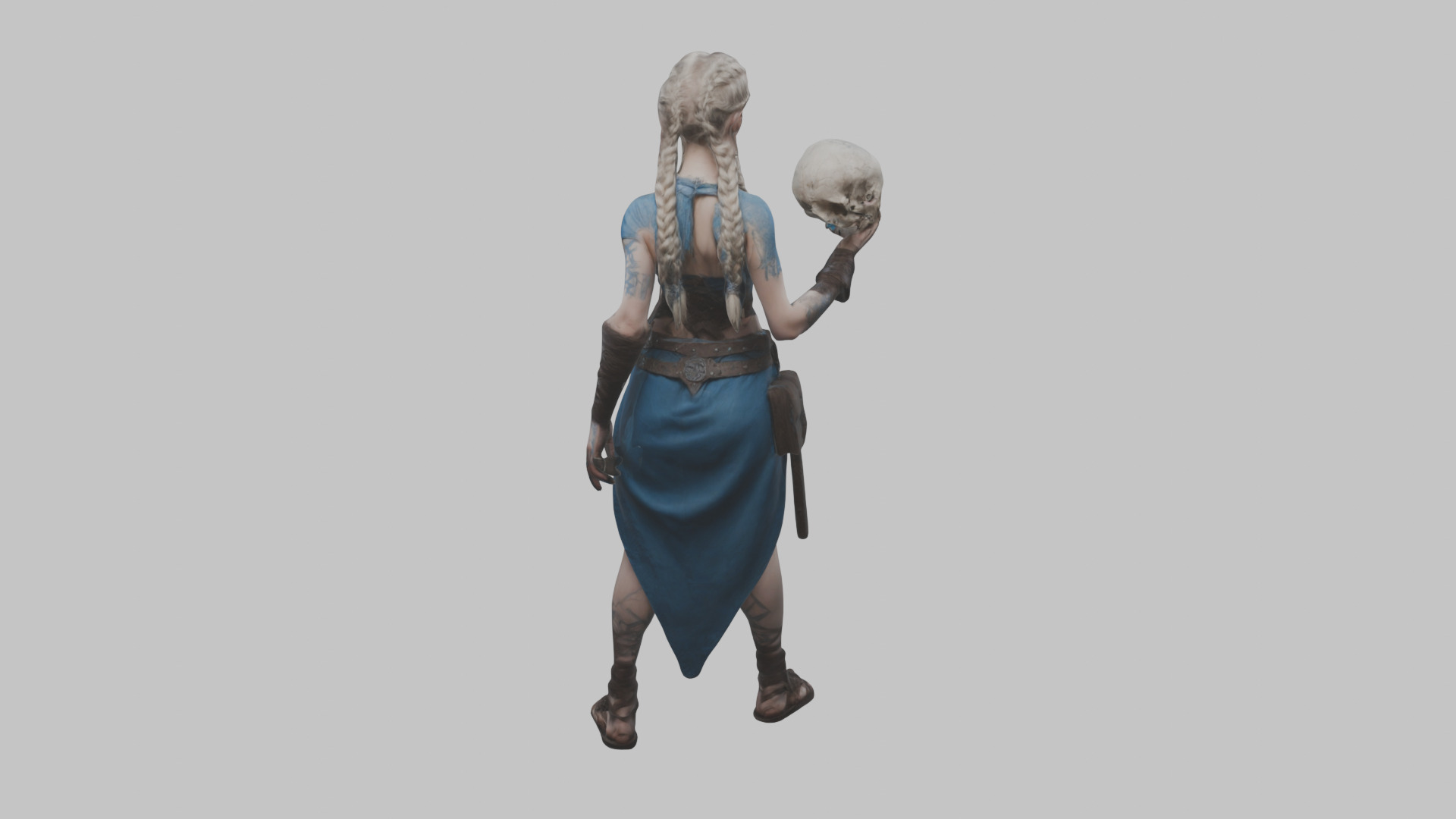 Female Viking Warrior Skull Low-poly 3D model_26