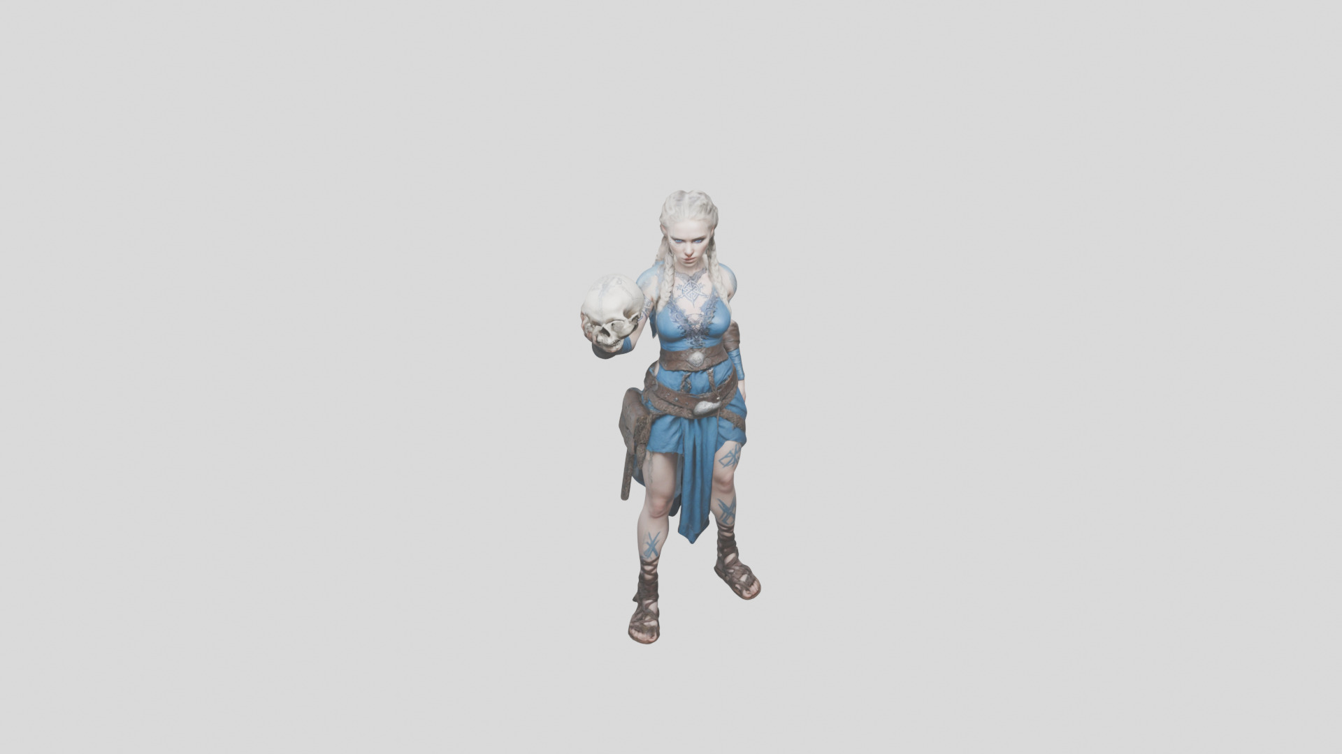 Female Viking Warrior Skull Low-poly 3D model_20