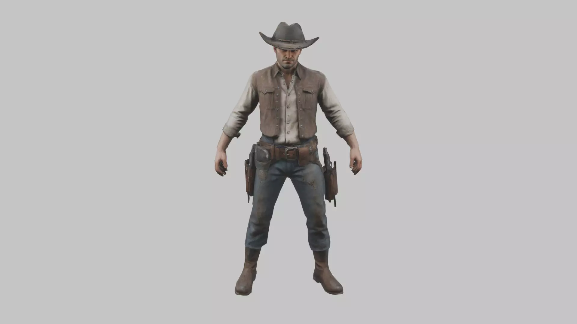 Lowpoy Cowboy Old Far West Man character Low-poly 3D model_0
