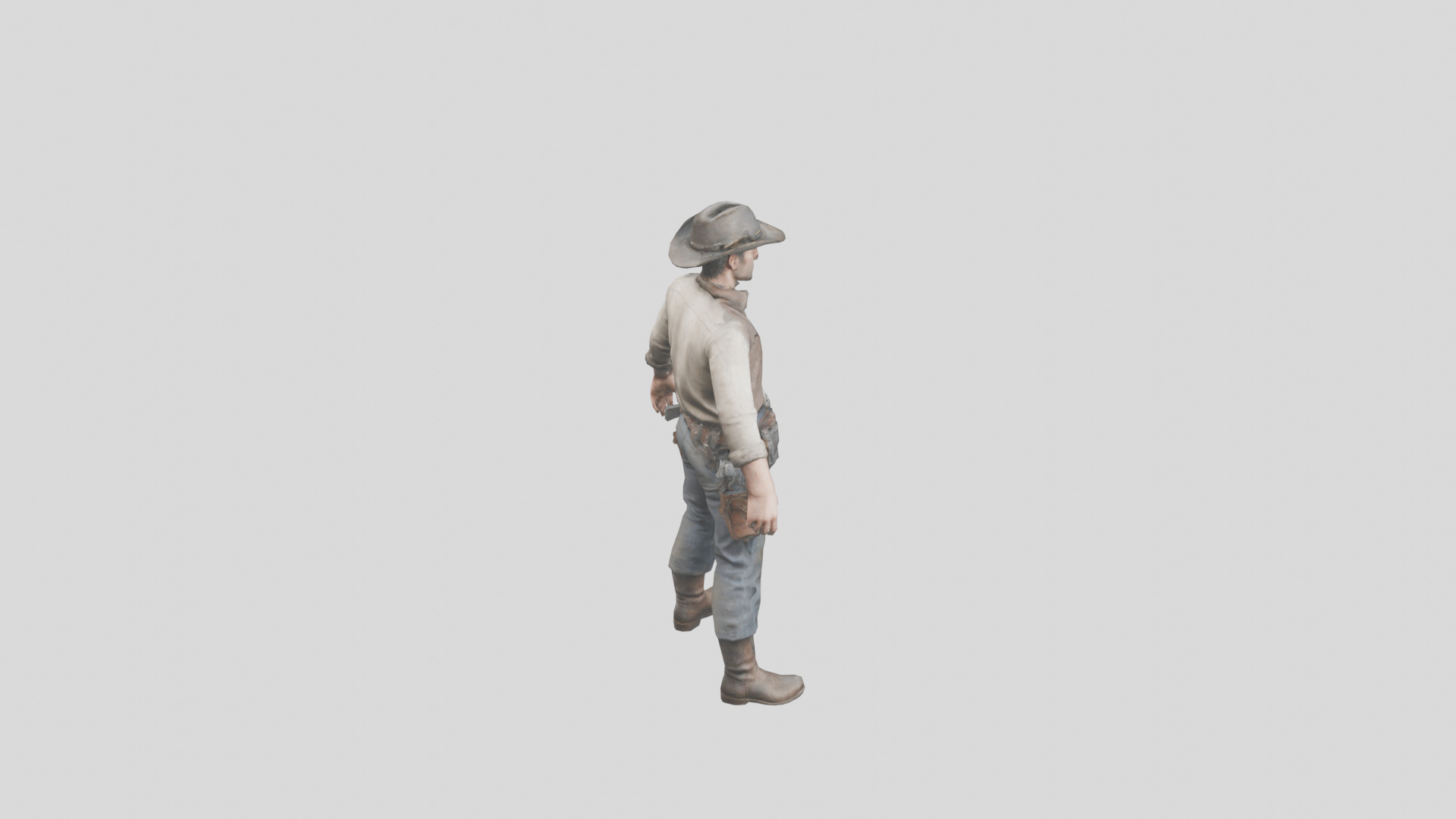 Lowpoy Cowboy Old Far West Man character Low-poly 3D model_32