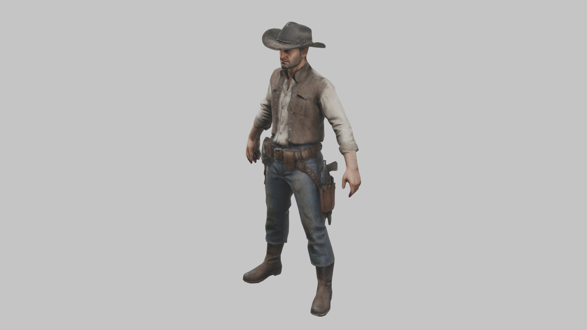 Lowpoy Cowboy Old Far West Man character Low-poly 3D model_19