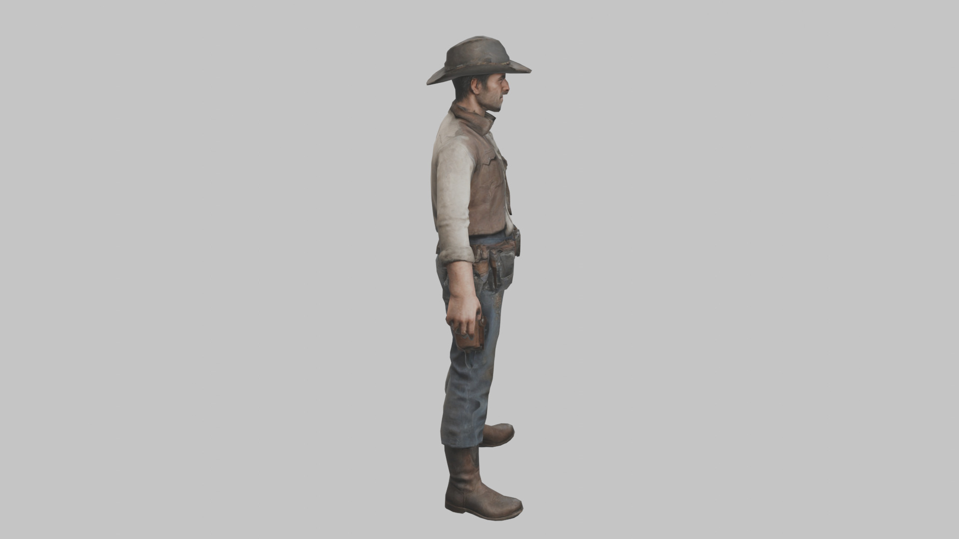 Lowpoy Cowboy Old Far West Man character Low-poly 3D model_12