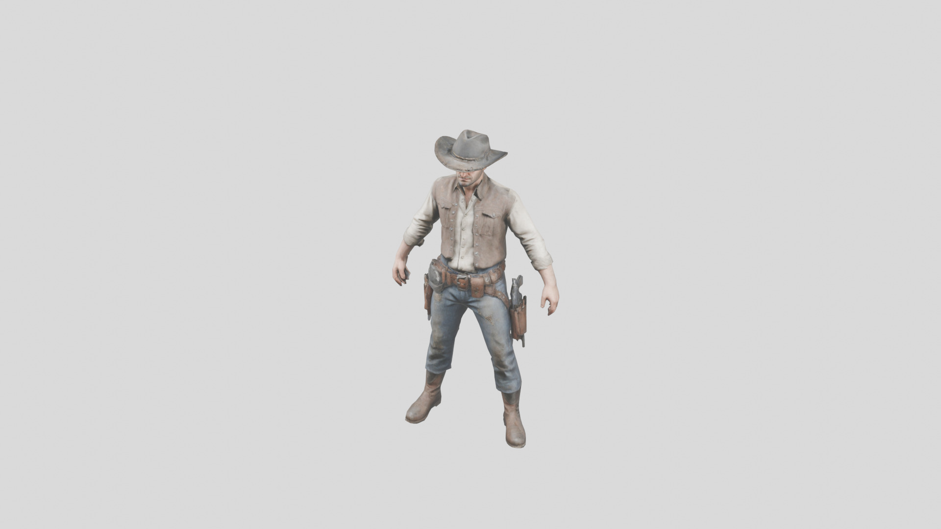 Lowpoy Cowboy Old Far West Man character Low-poly 3D model_27