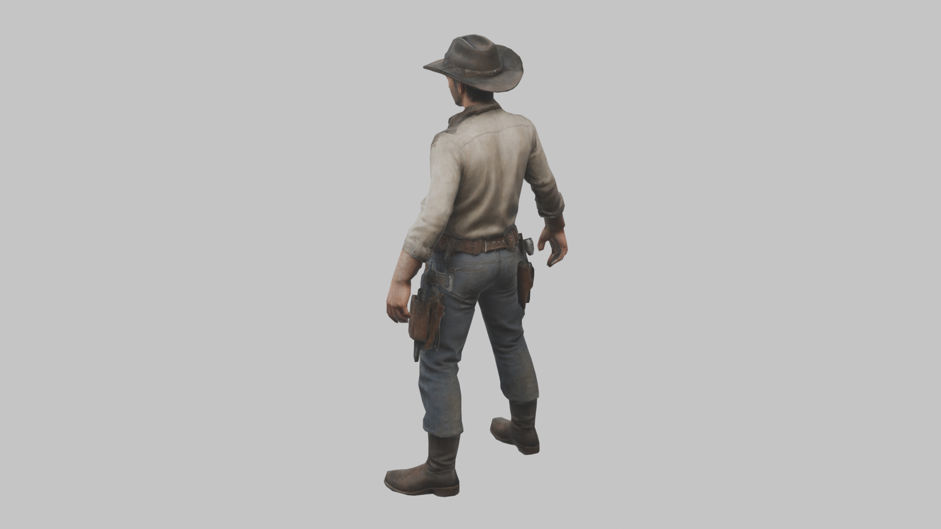 Lowpoy Cowboy Old Far West Man character Low-poly 3D model_8